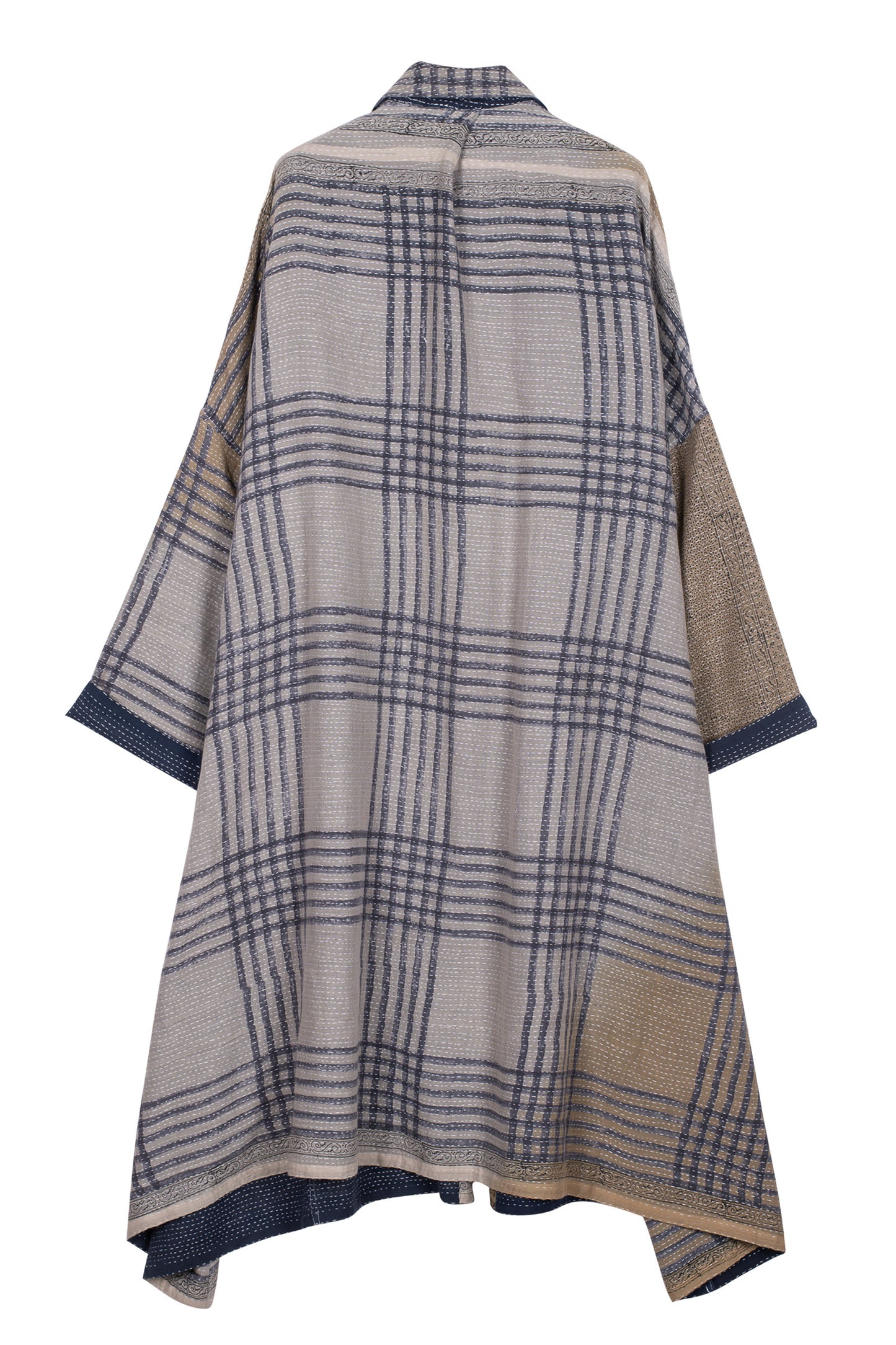 INDONESIAN PRINT VINTAGE INDIGO BACKING KANTHA OVERSIZE DRESS