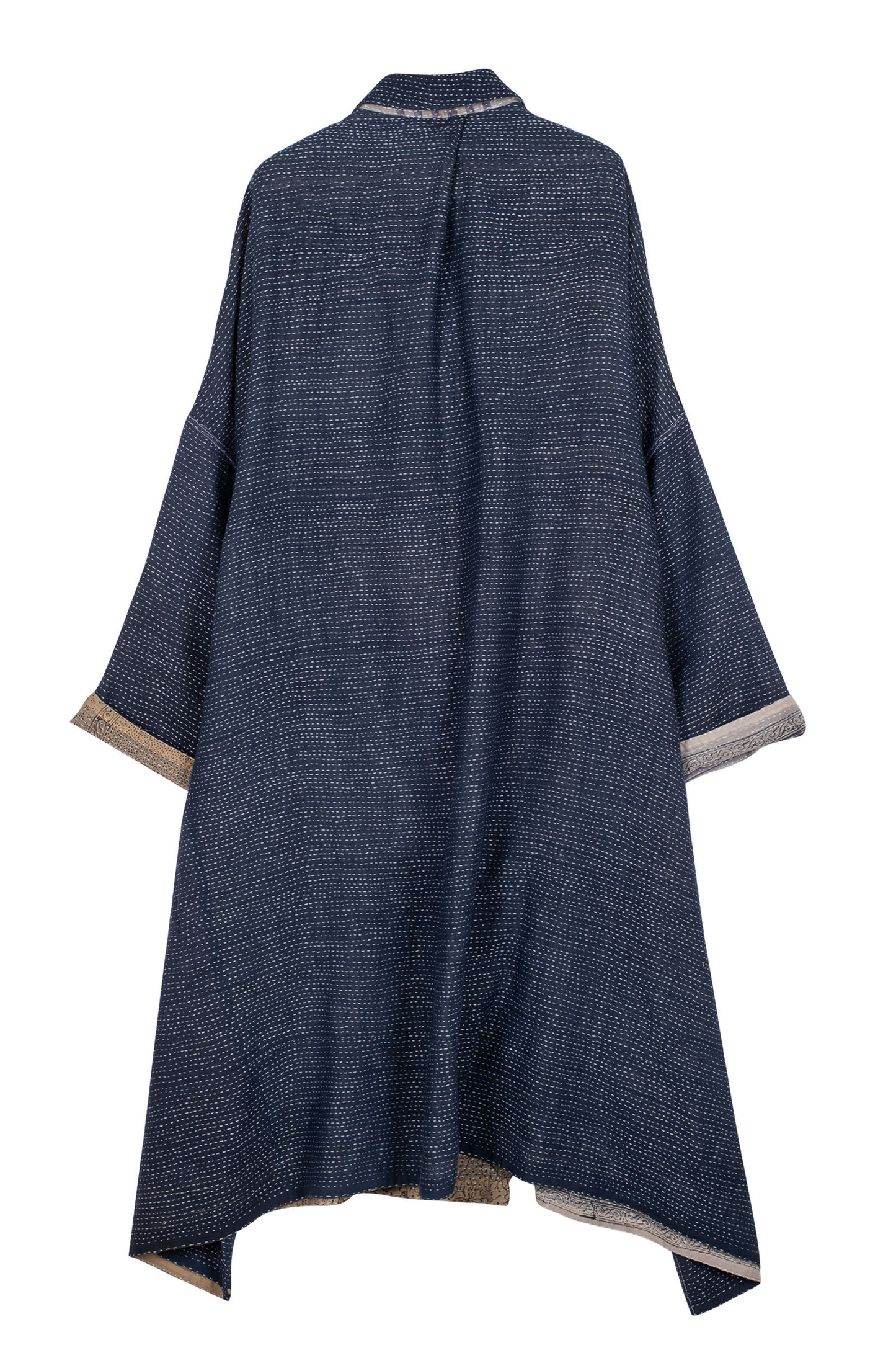 INDONESIAN PRINT VINTAGE INDIGO BACKING KANTHA OVERSIZE DRESS