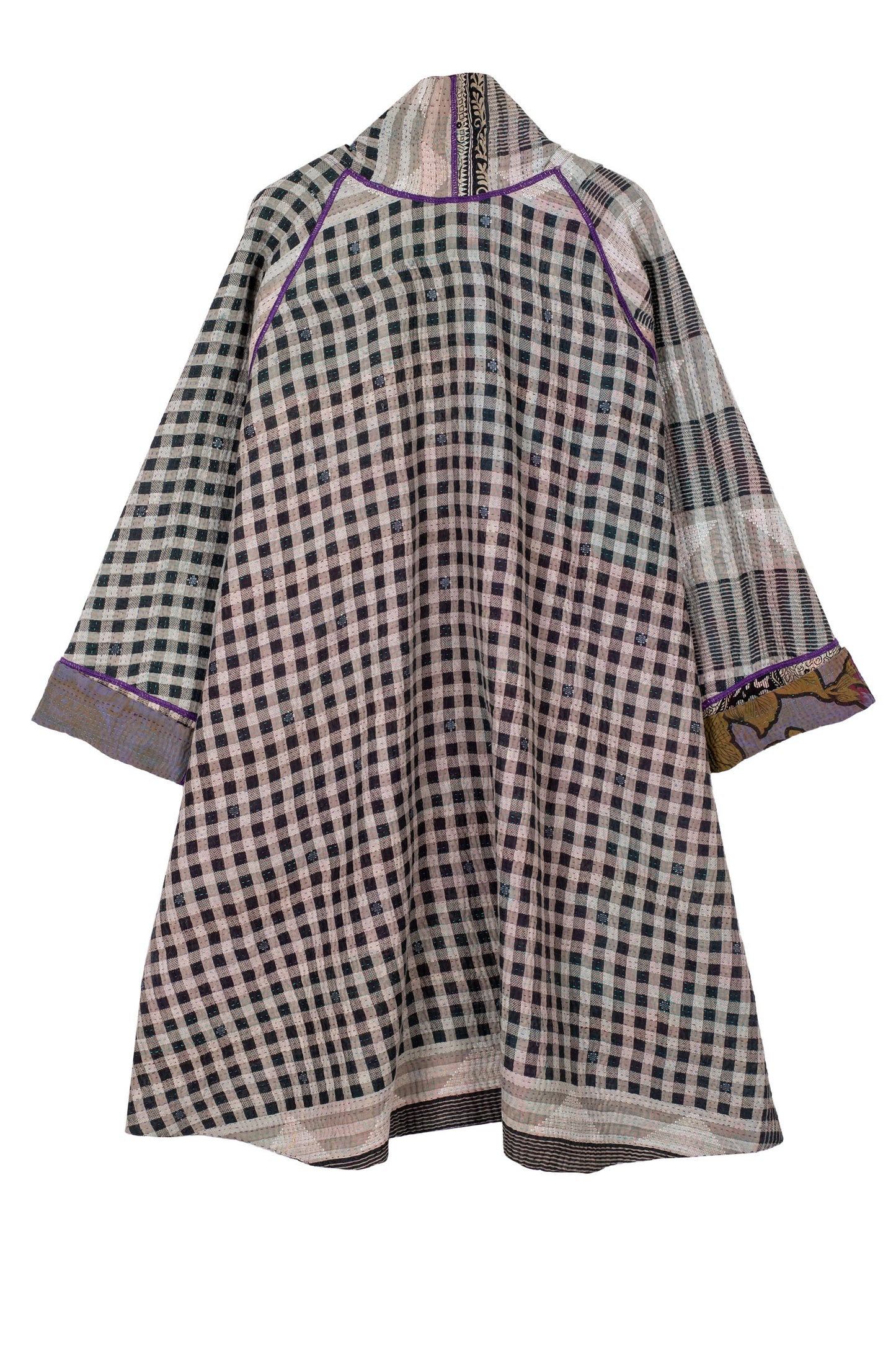 VINTAGE COTTON KANTHA KIMONO LONG JACKET