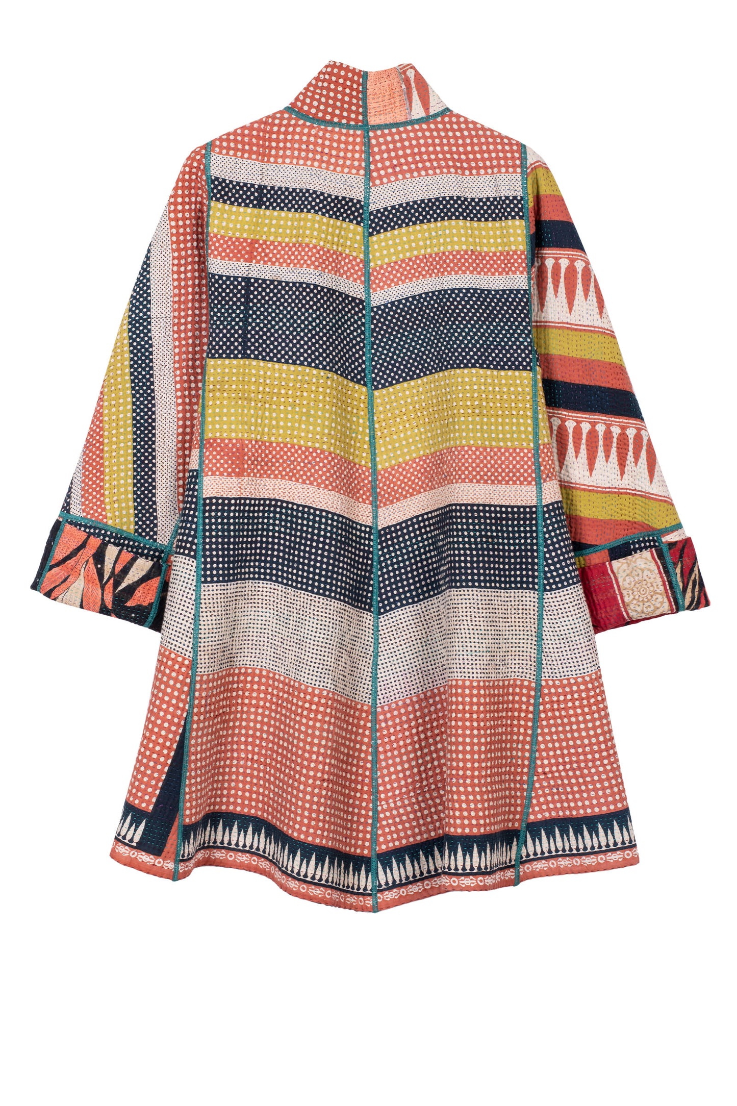 VINTAGE COTTON KANTHA FLARE LONG JACKET