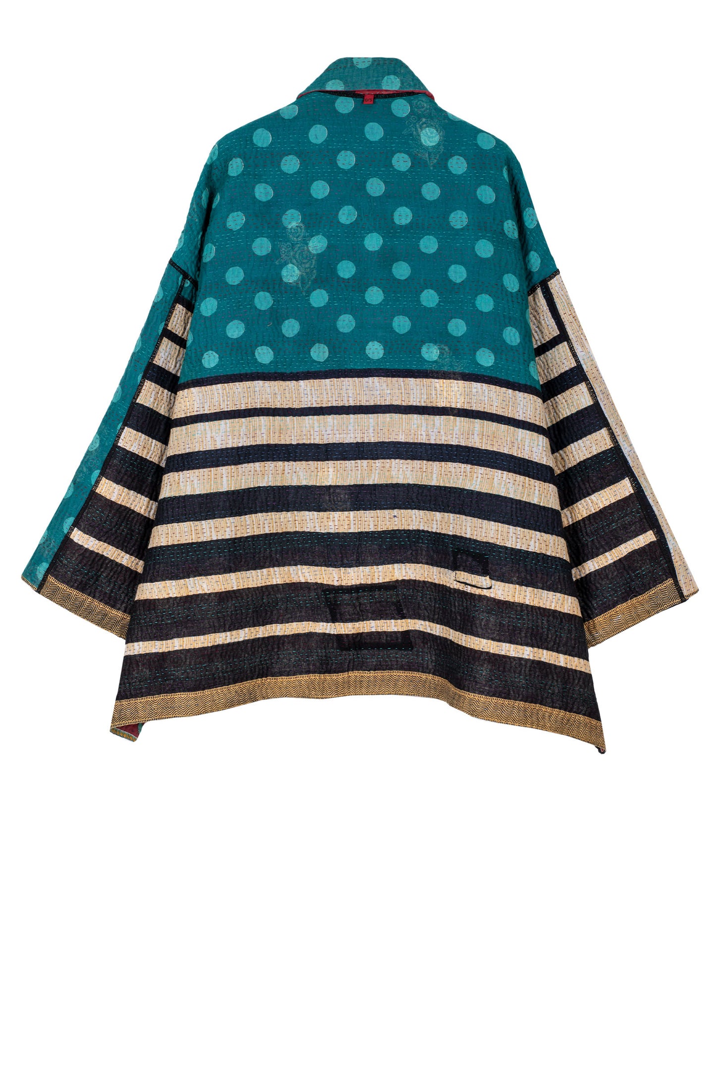 VINTAGE COTTON KANTHA FLARE LONG JACKET