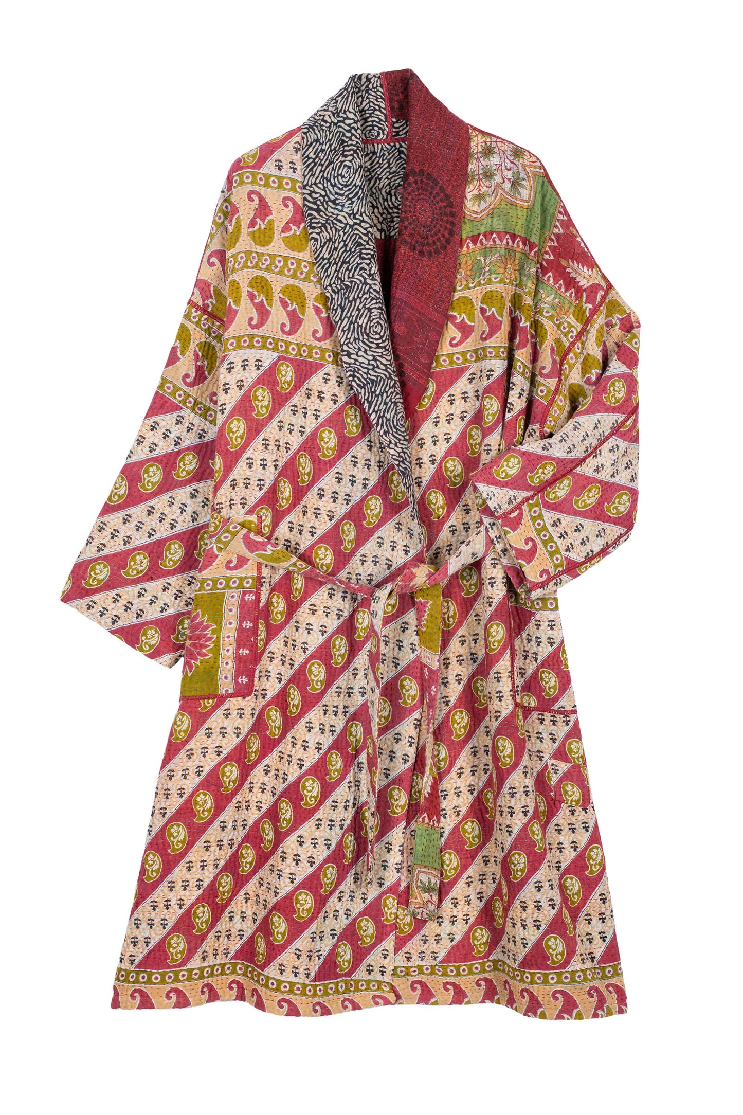 VINTAGE COTTON KANTHA SIMPLE ROBE