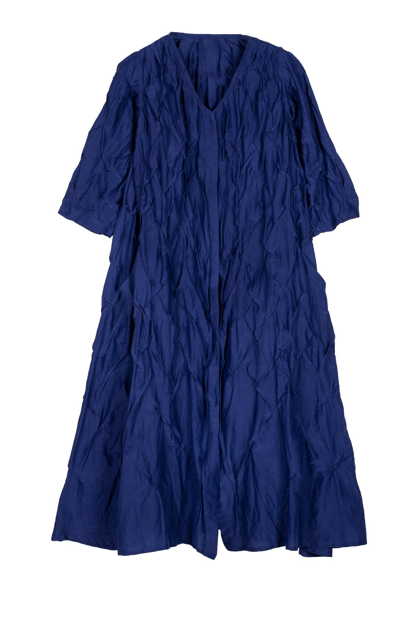 DYED COTTON SILK VOILE WAVY WAVY TUCK DUSTER