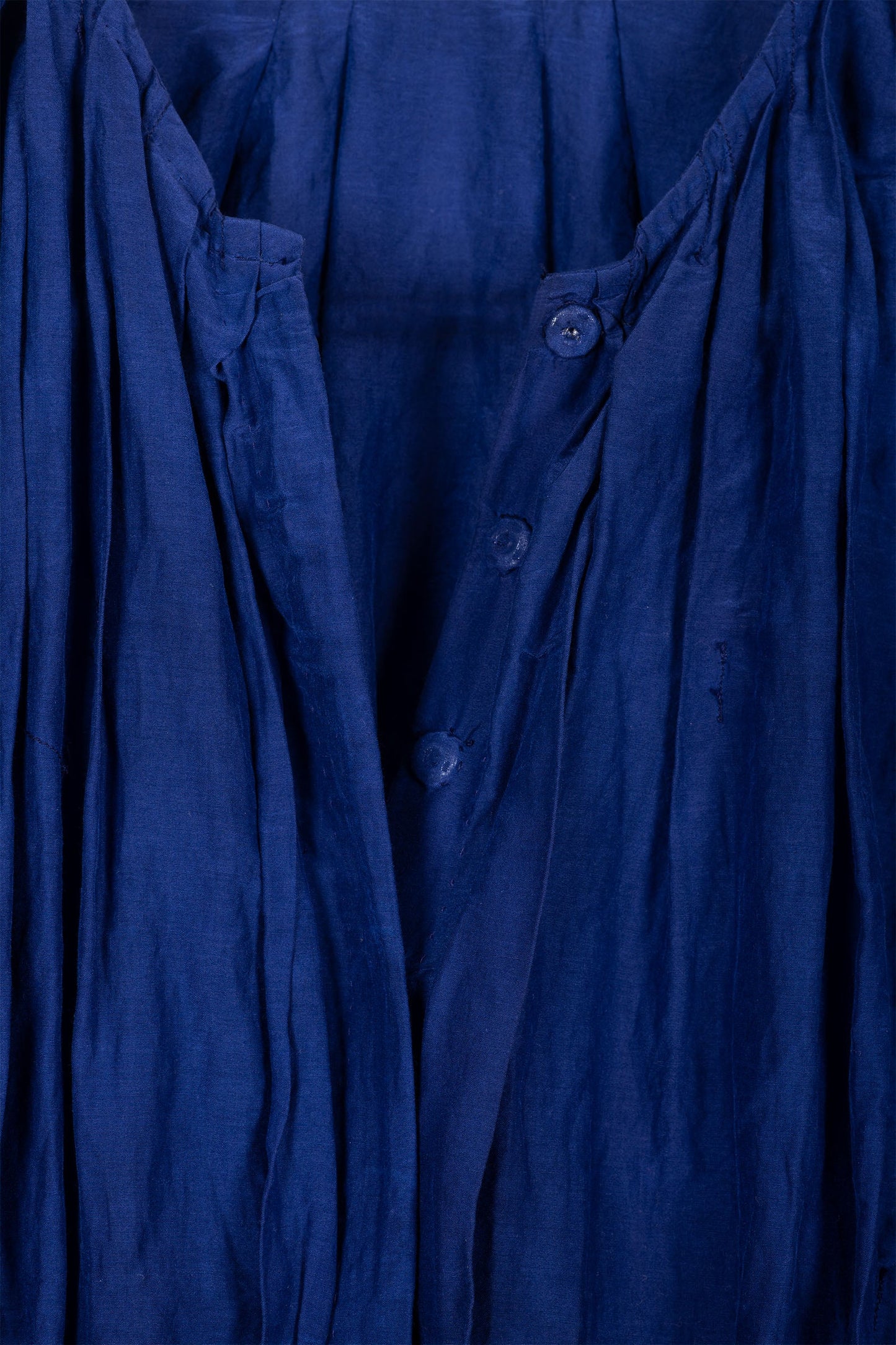 DYED COTTON SILK VOILE WAVY TUCK CROPPED SLV. DRESS