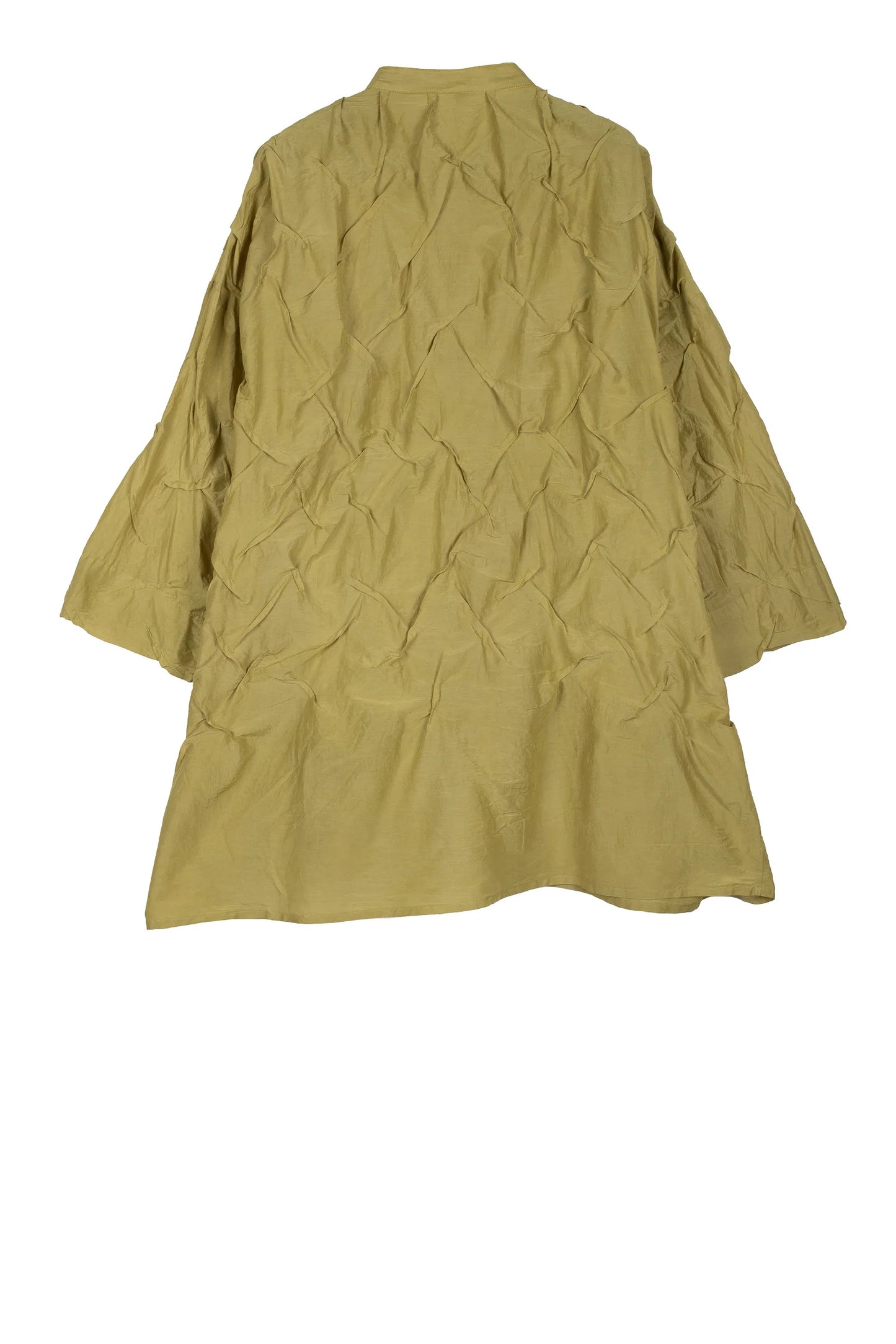 DYED COTTON SILK VOILE WAVY WAVY TUCK OVERSIZED SHIRT