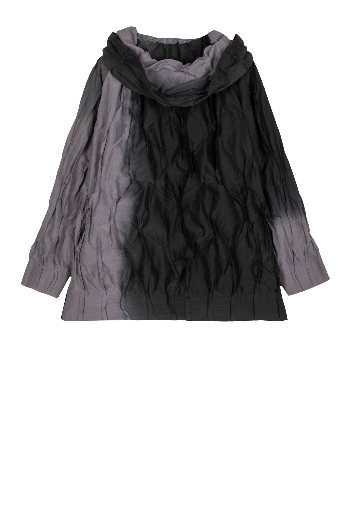 DYED COTTON SILK HEAVY VOILE WAVY TUCK RAGLAN TOP