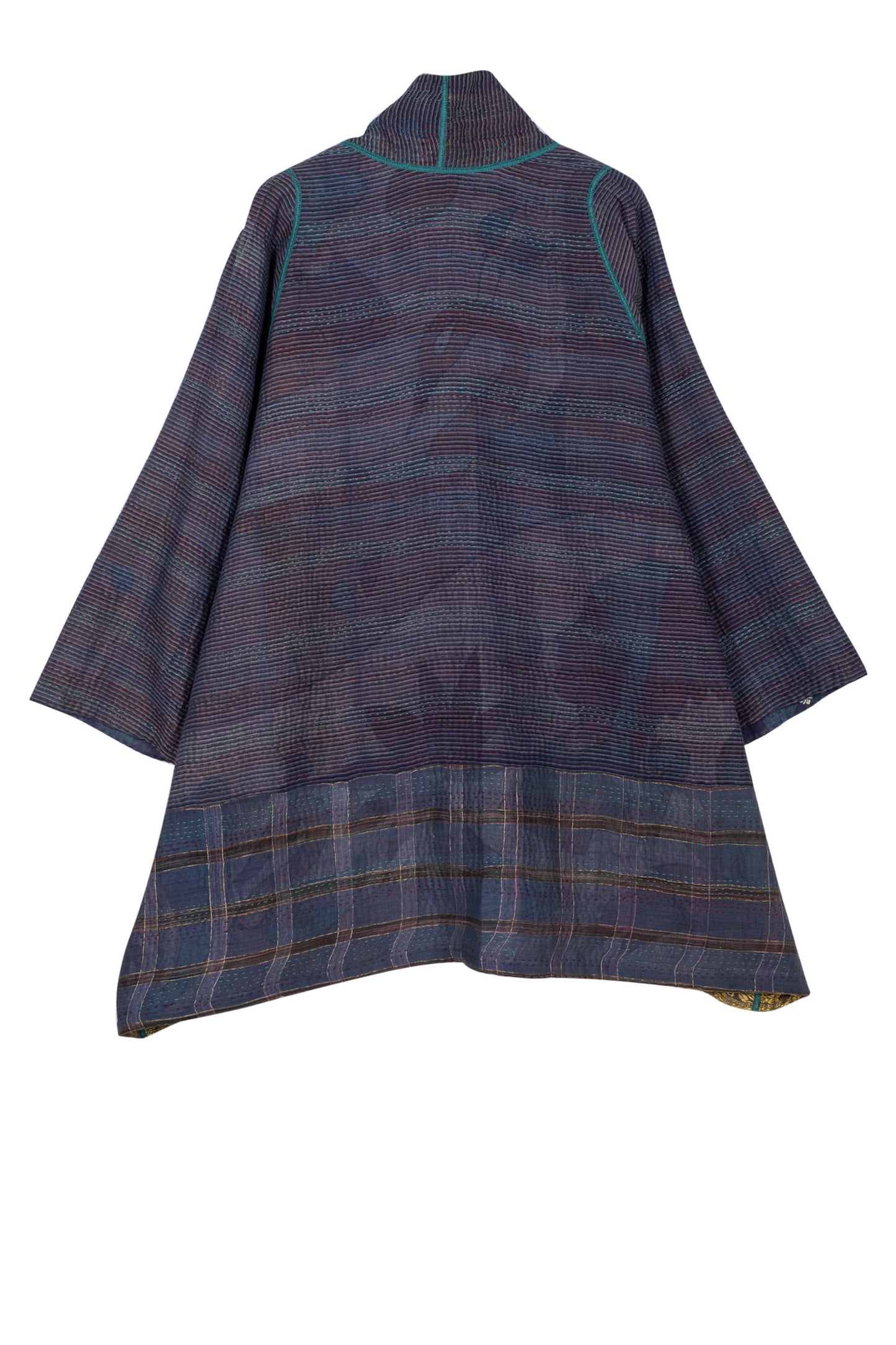 WOVEN VINTAGE COTTON KANTHA A-LINE JACKET