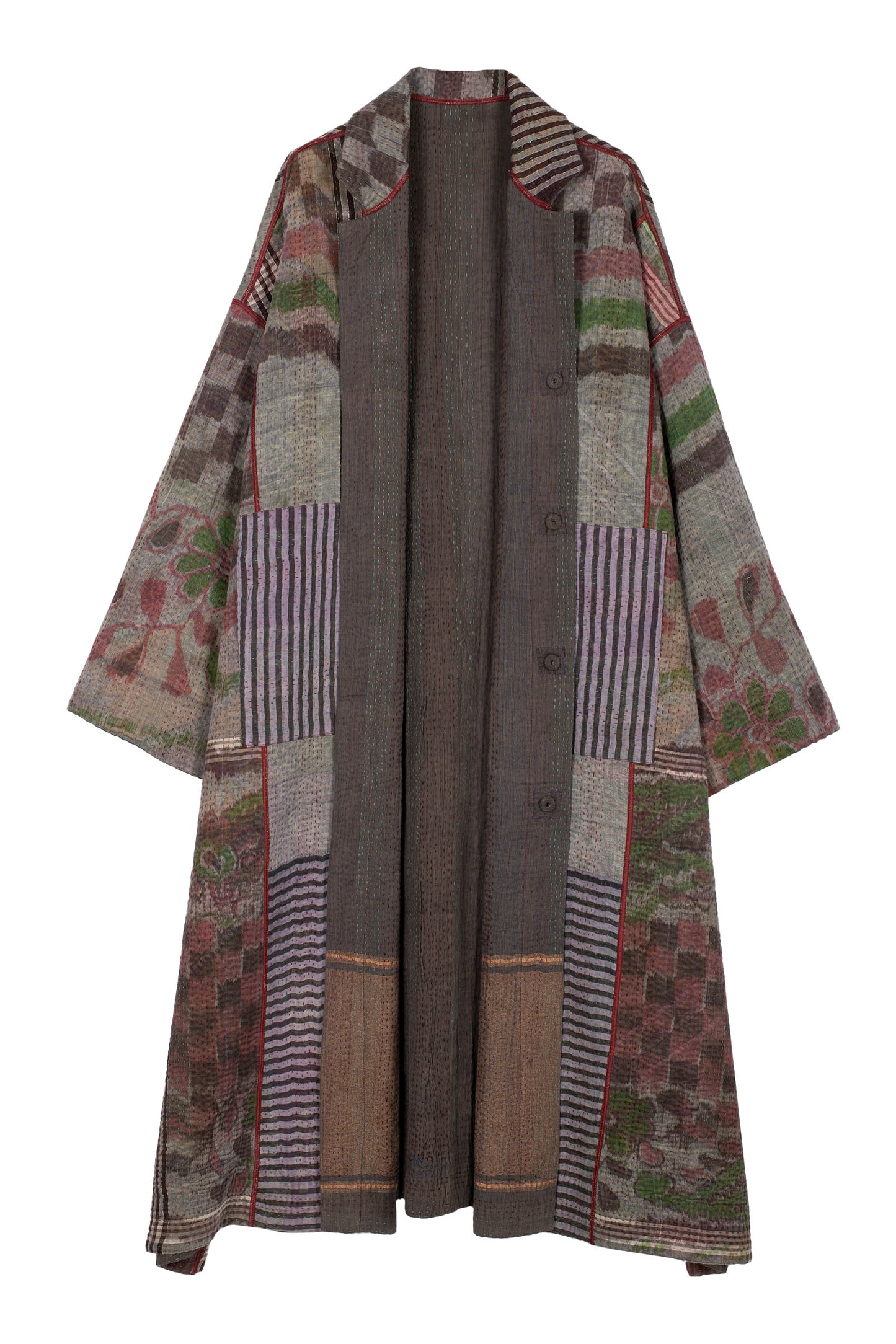 WOVEN VINTAGE COTTON KANTHA OVERSIZED COAT