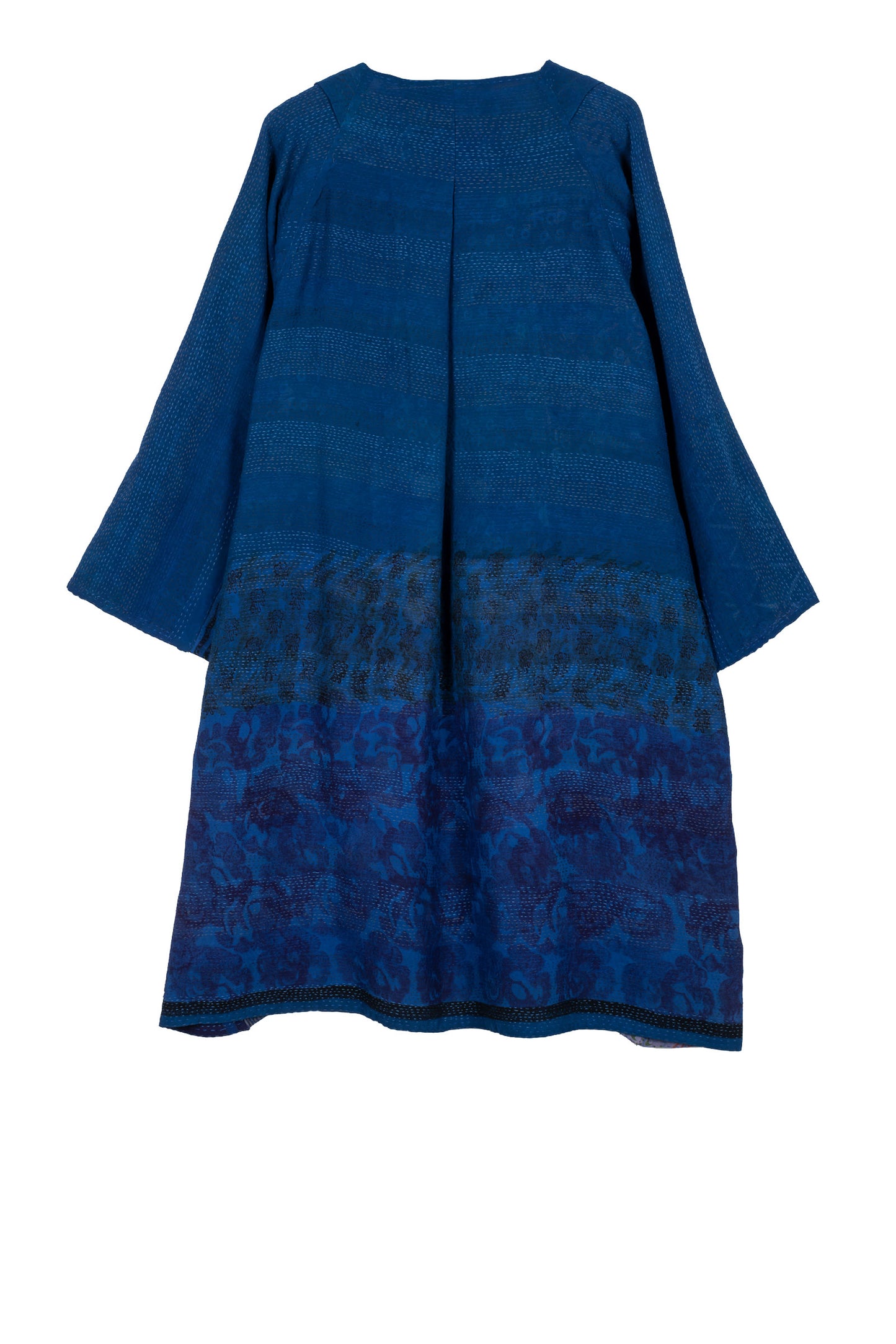 GEORGETTE VINTAGE SILK PATCH KANTHA KIMONO DUSTER