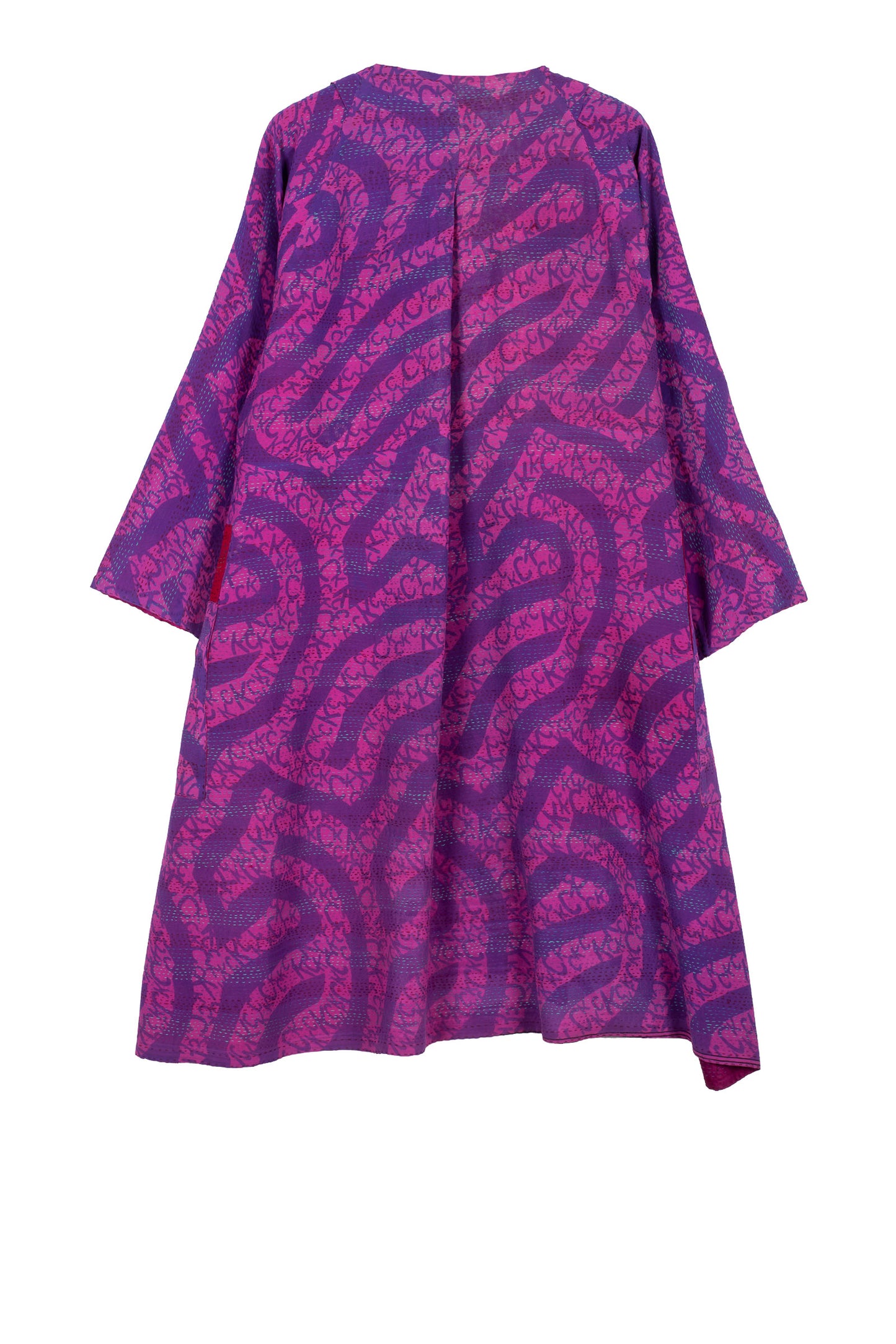 GEORGETTE VINTAGE SILK PATCH KANTHA KIMONO DUSTER