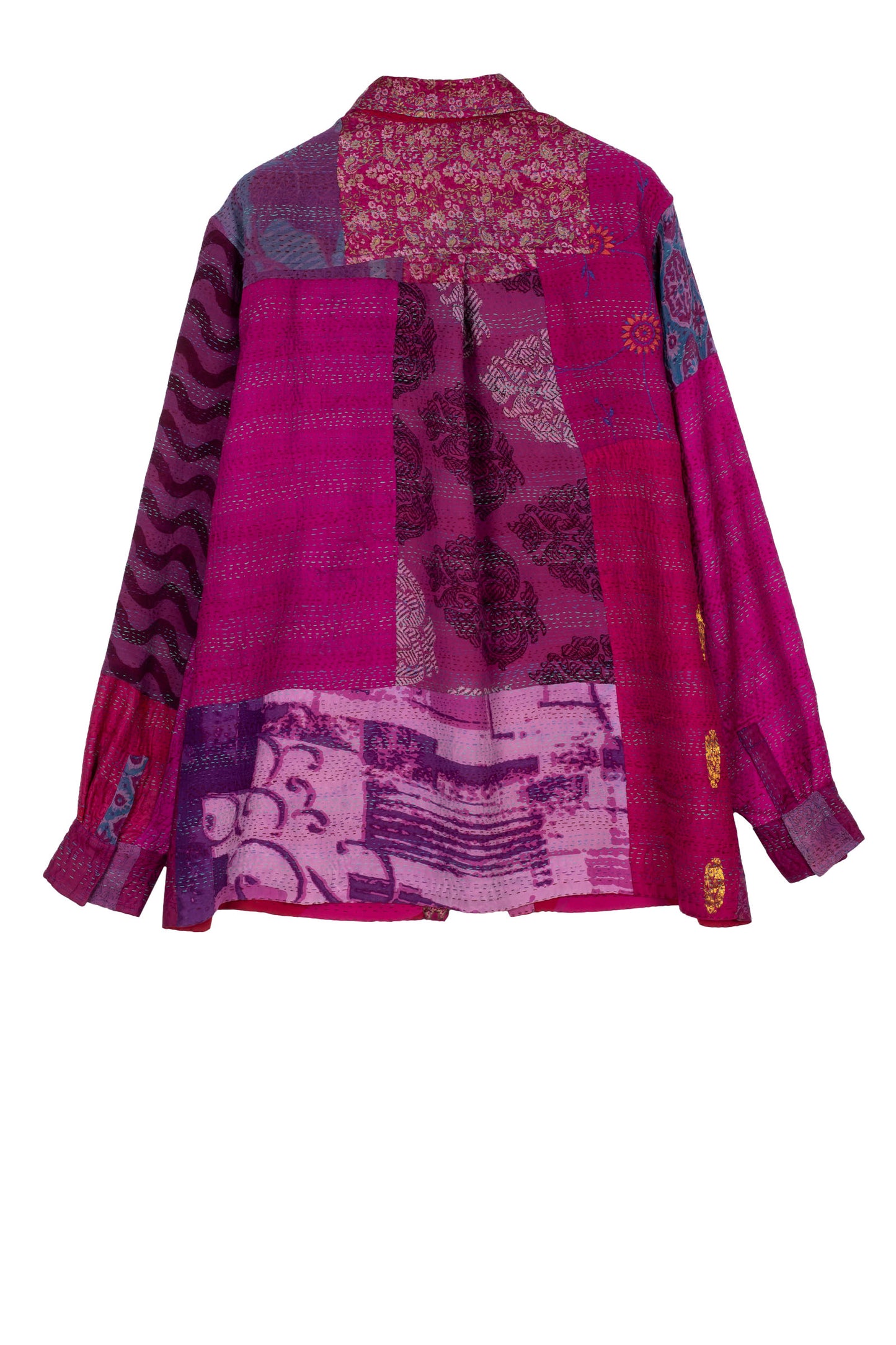 GEORGETTE VINTAGE SILK PATCH KANTHA UNI SHIRT