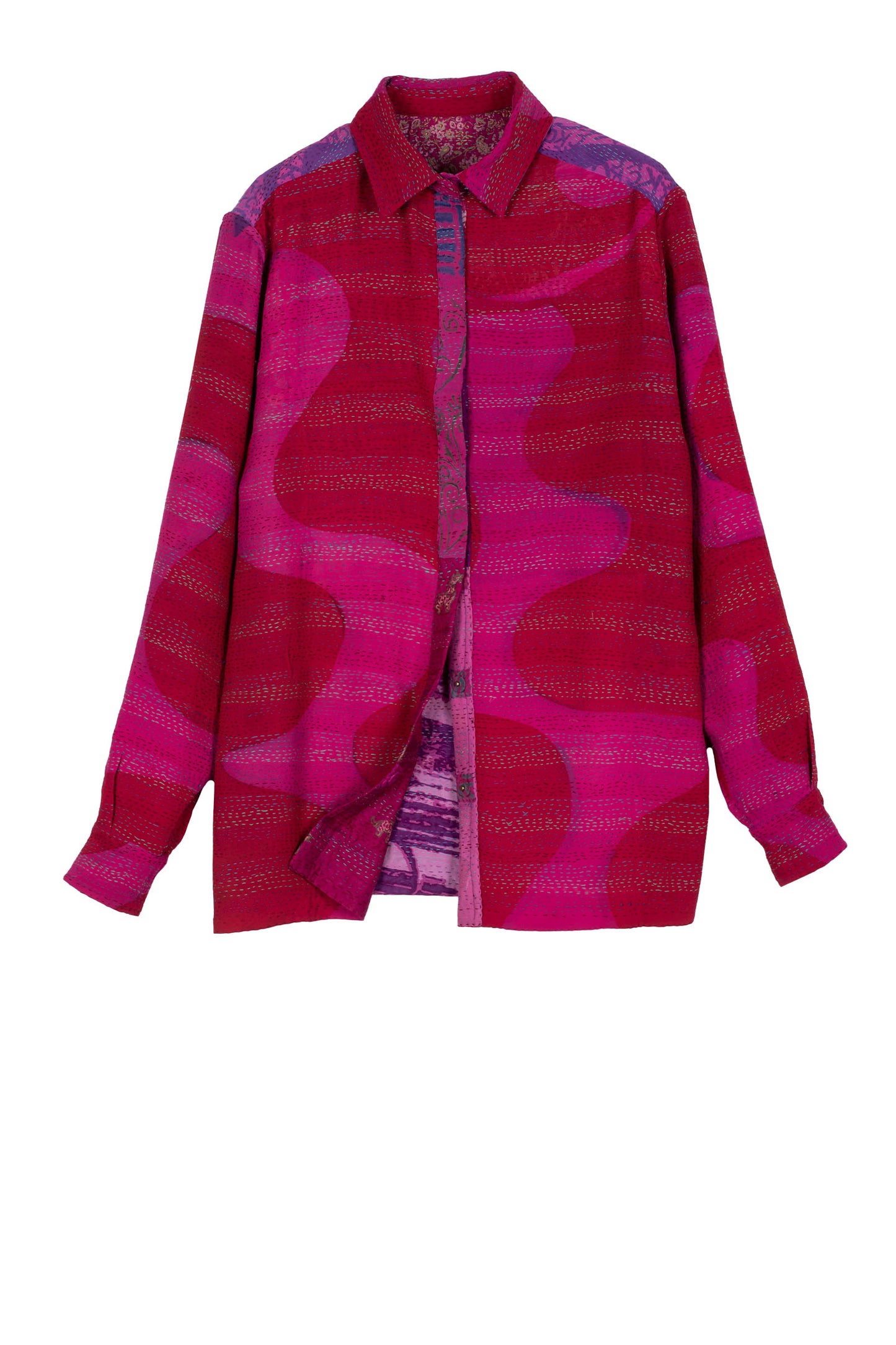 GEORGETTE VINTAGE SILK PATCH KANTHA UNI SHIRT