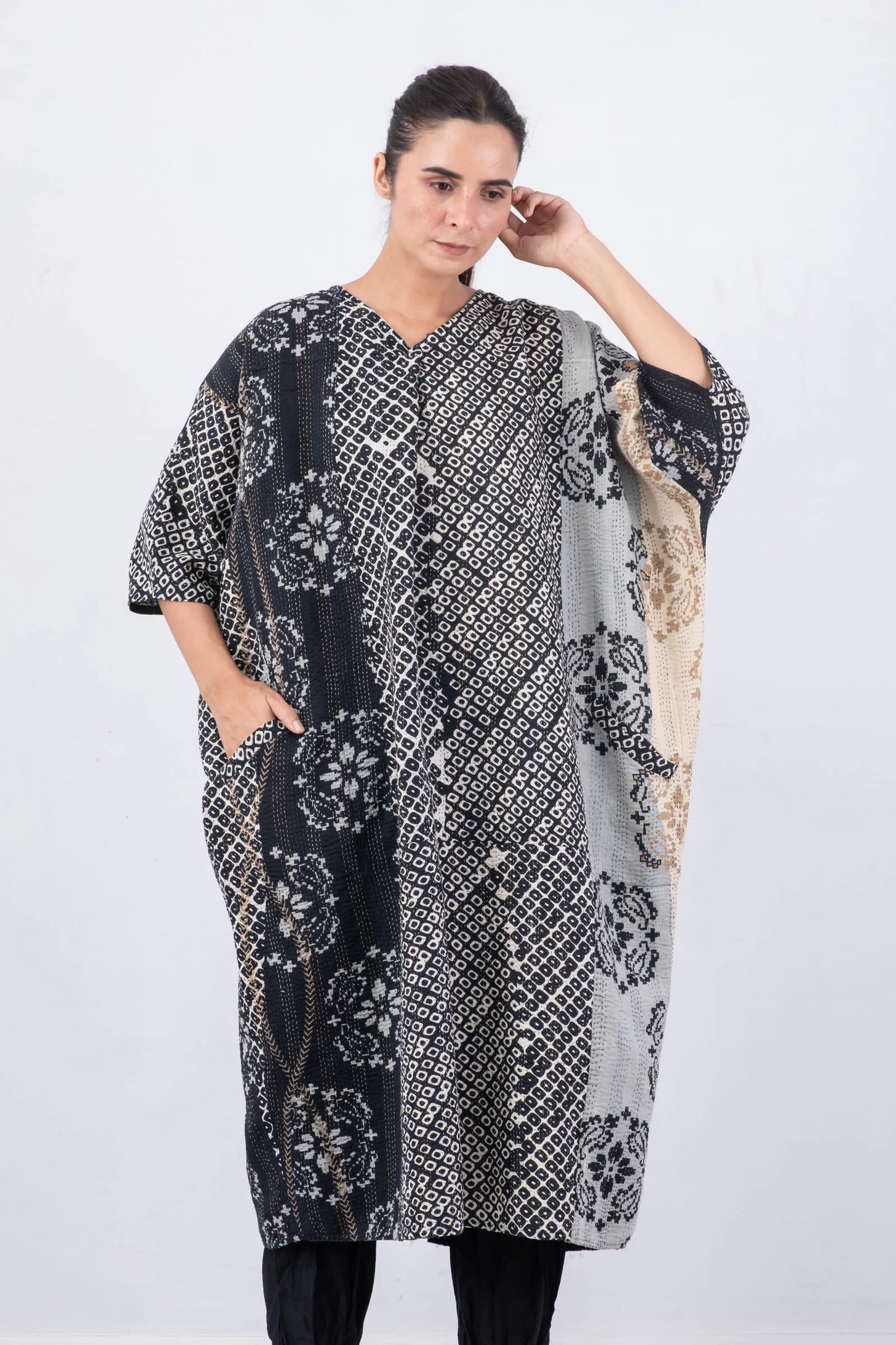 KIMONO COTTON KANTHA DOLMAN MAXI