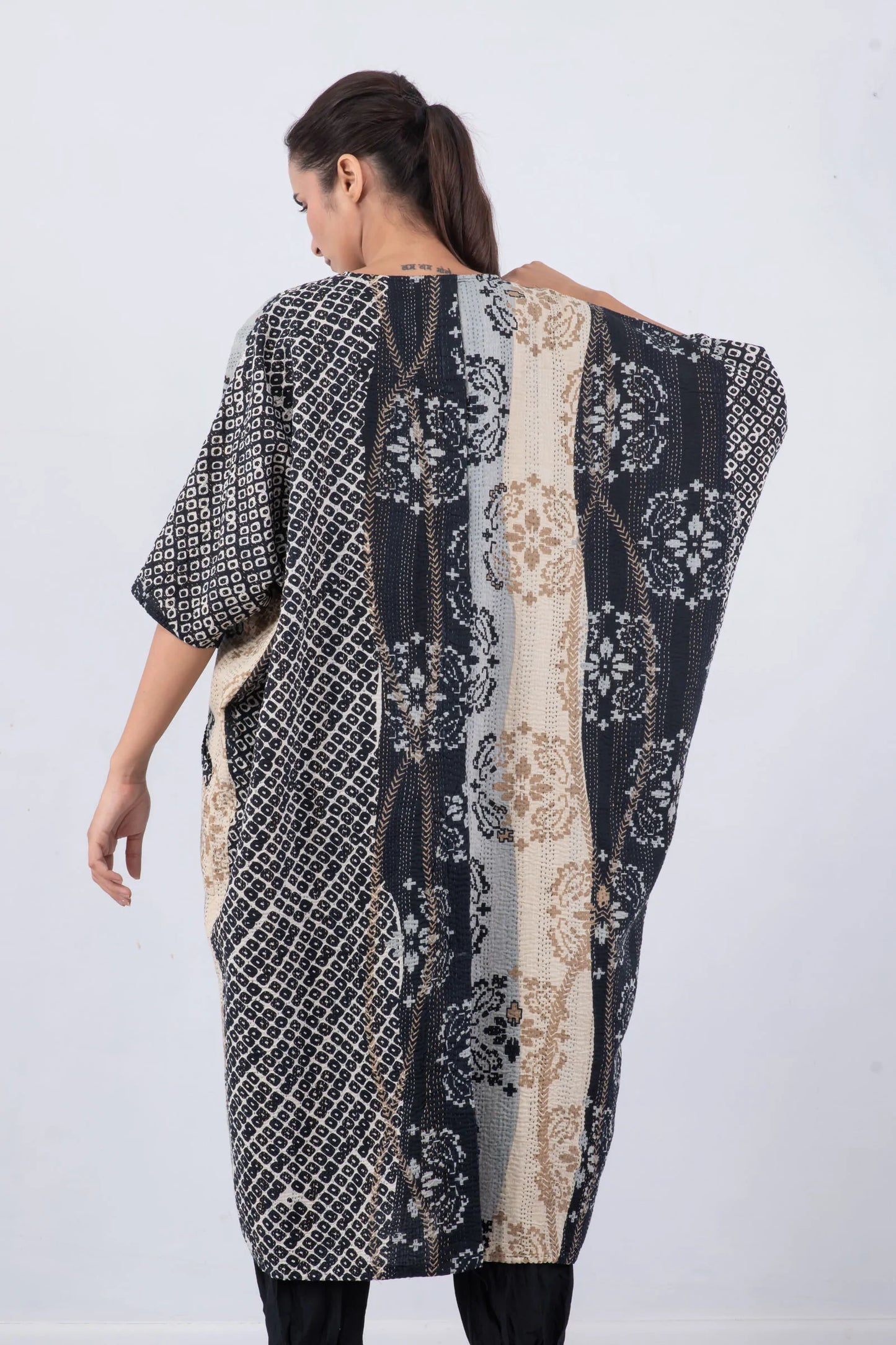 KIMONO COTTON KANTHA DOLMAN MAXI