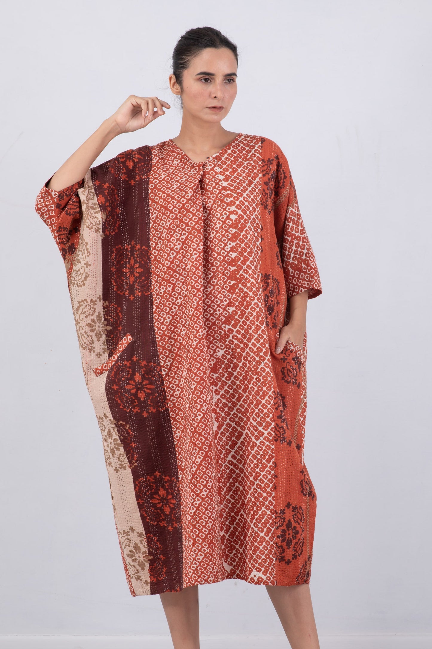 KIMONO COTTON KANTHA DOLMAN MAXI