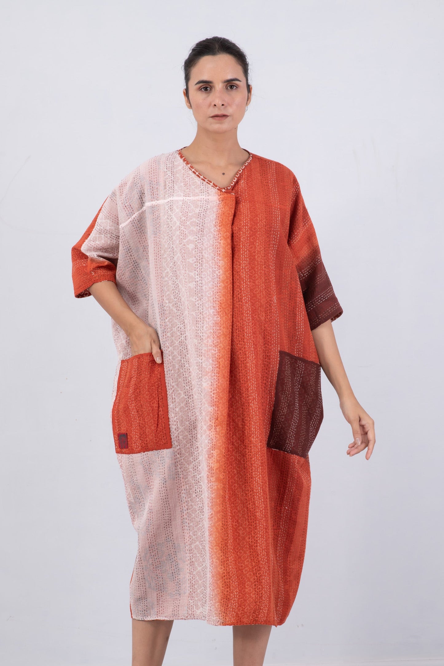 KIMONO COTTON KANTHA DOLMAN MAXI