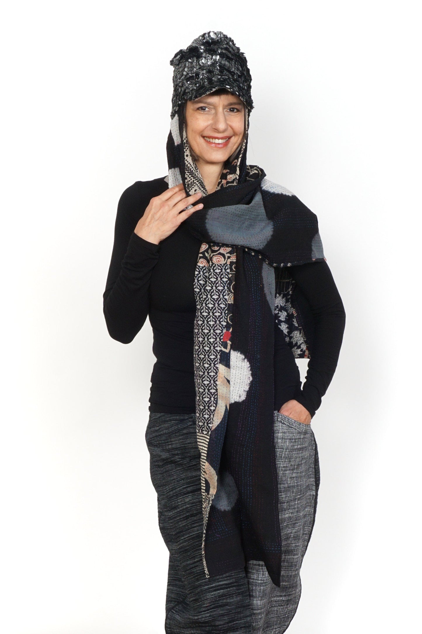 KANTHA CASK STOLE HAT BY KYOKO MURAYAMA