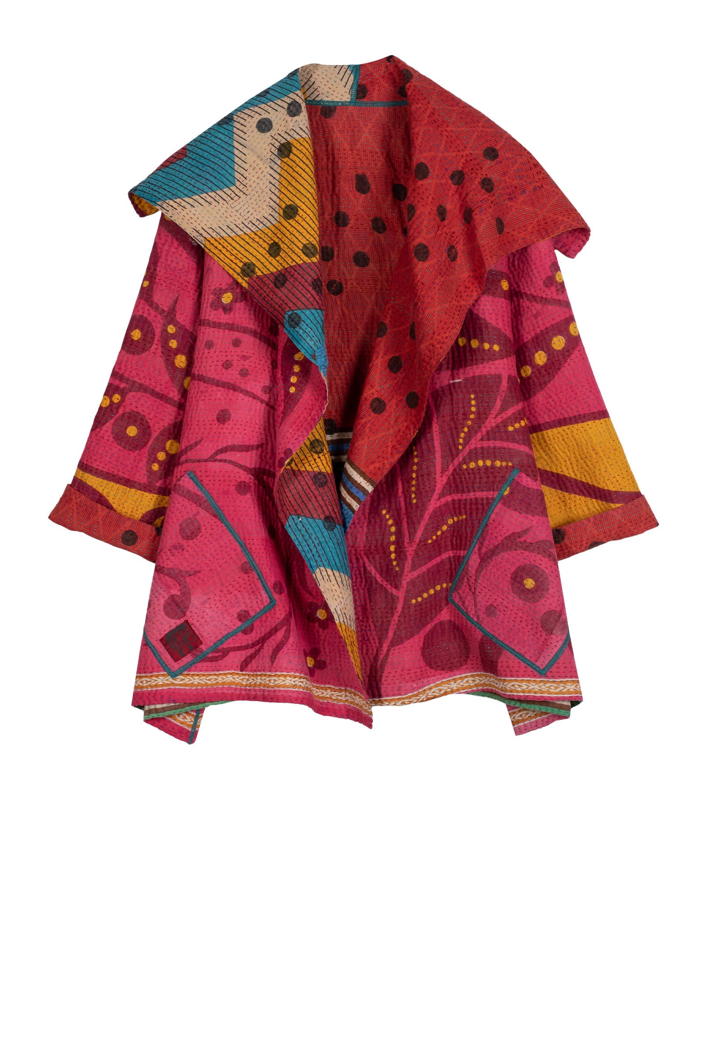 VINTAGE COTTON KANTHA FLARE JACKET