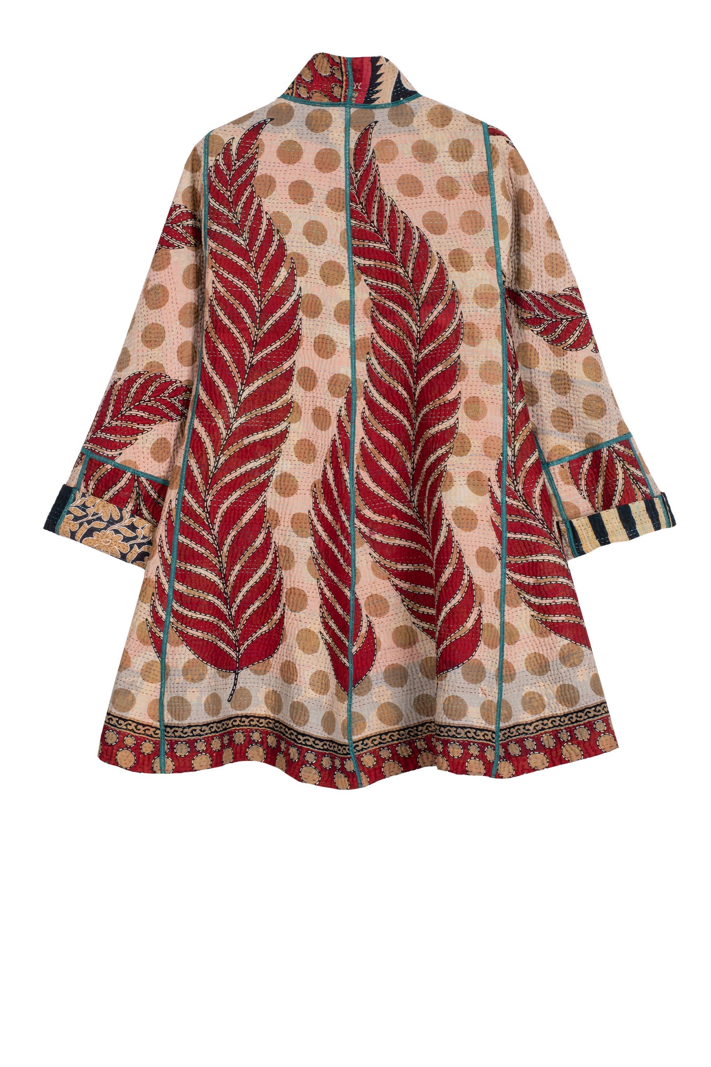 VINTAGE COTTON KANTHA FLARE LONG JACKET