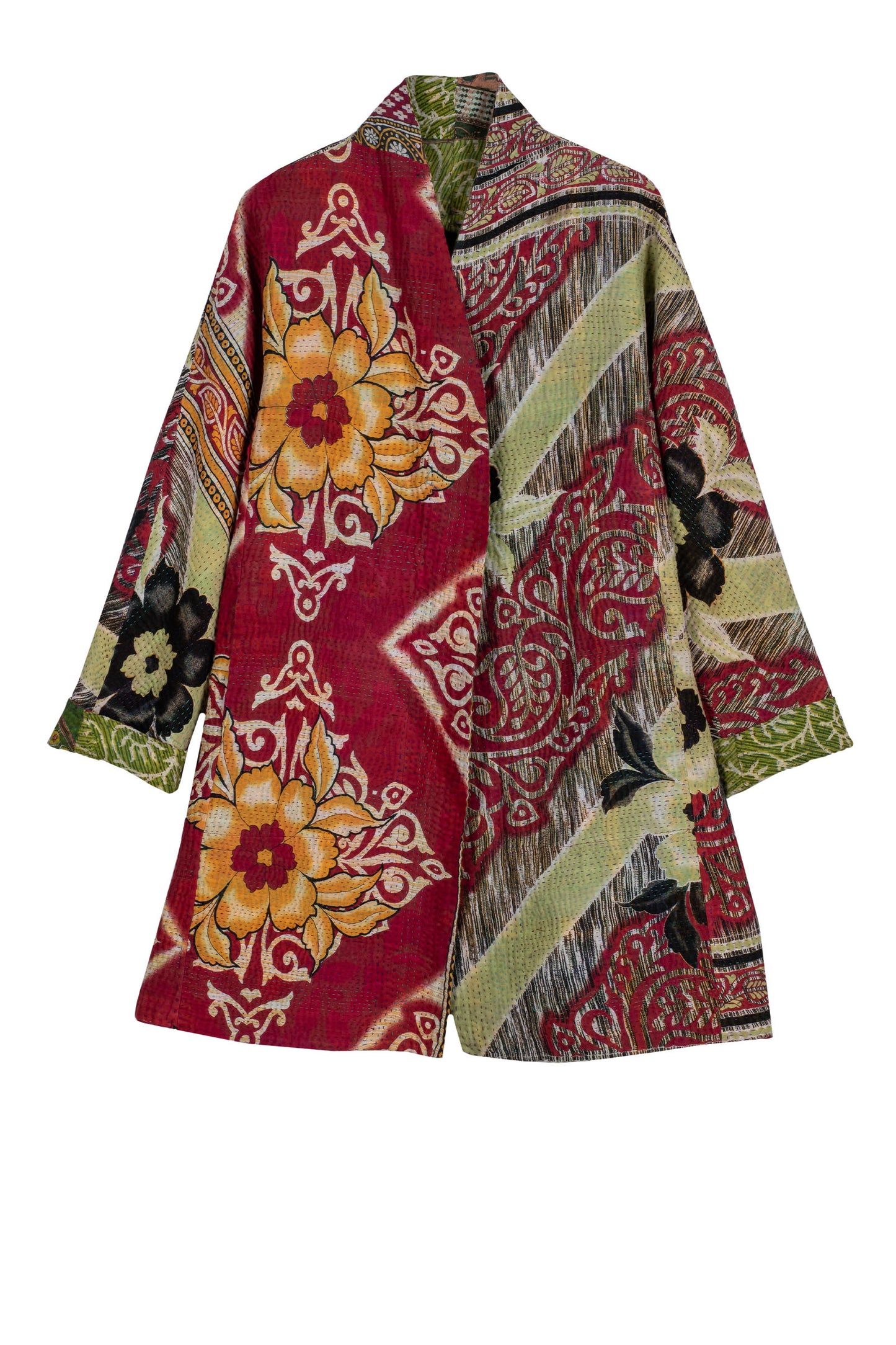 VINTAGE COTTON KANTHA HIGH-NECK TOPPER