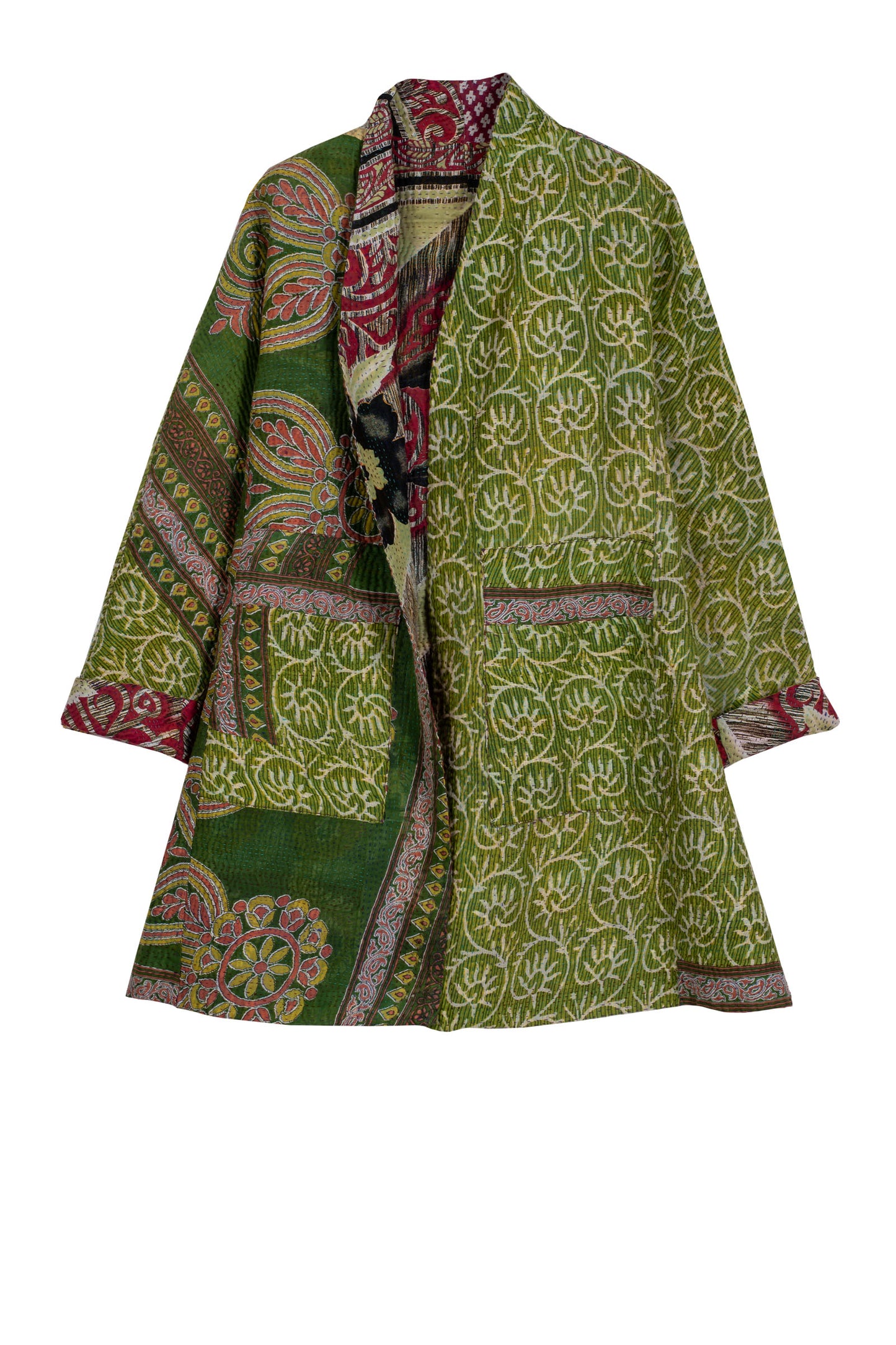 VINTAGE COTTON KANTHA HIGH-NECK TOPPER