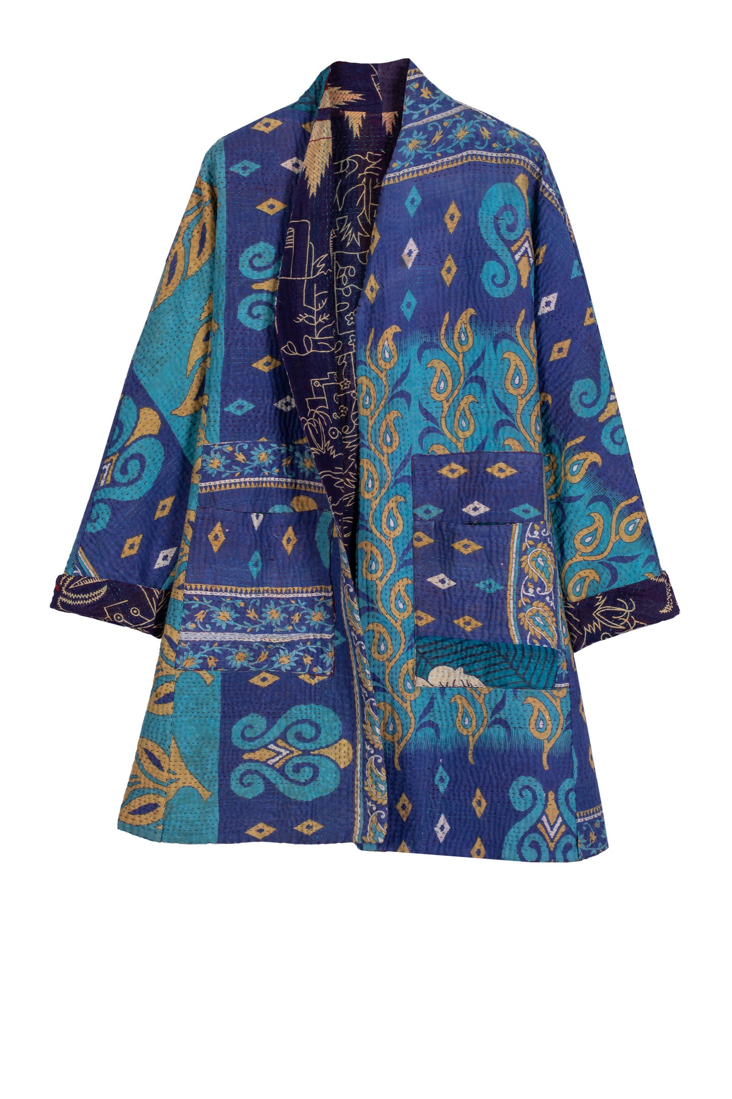 VINTAGE COTTON KANTHA HIGH-NECK TOPPER