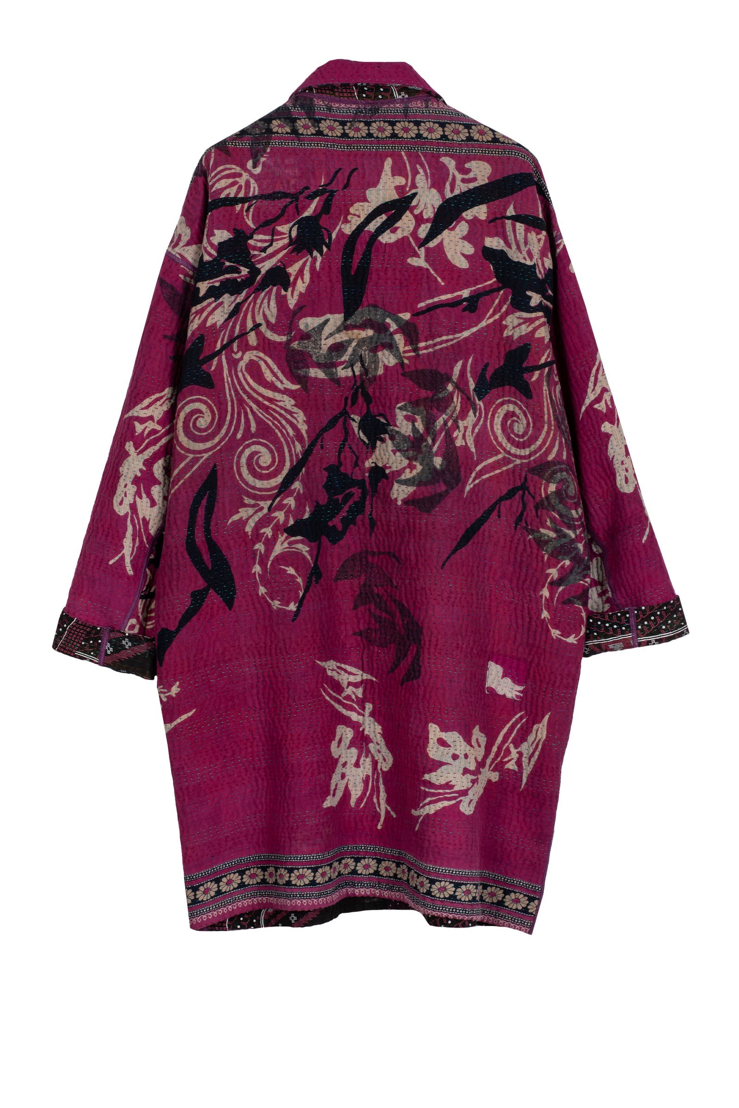 VINTAGE COTTON KANTHA LONG LINE JACKET