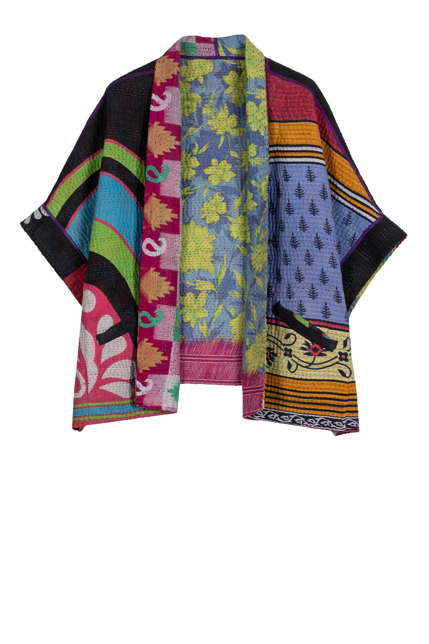 VINTAGE COTTON KANTHA MINI PONCHO