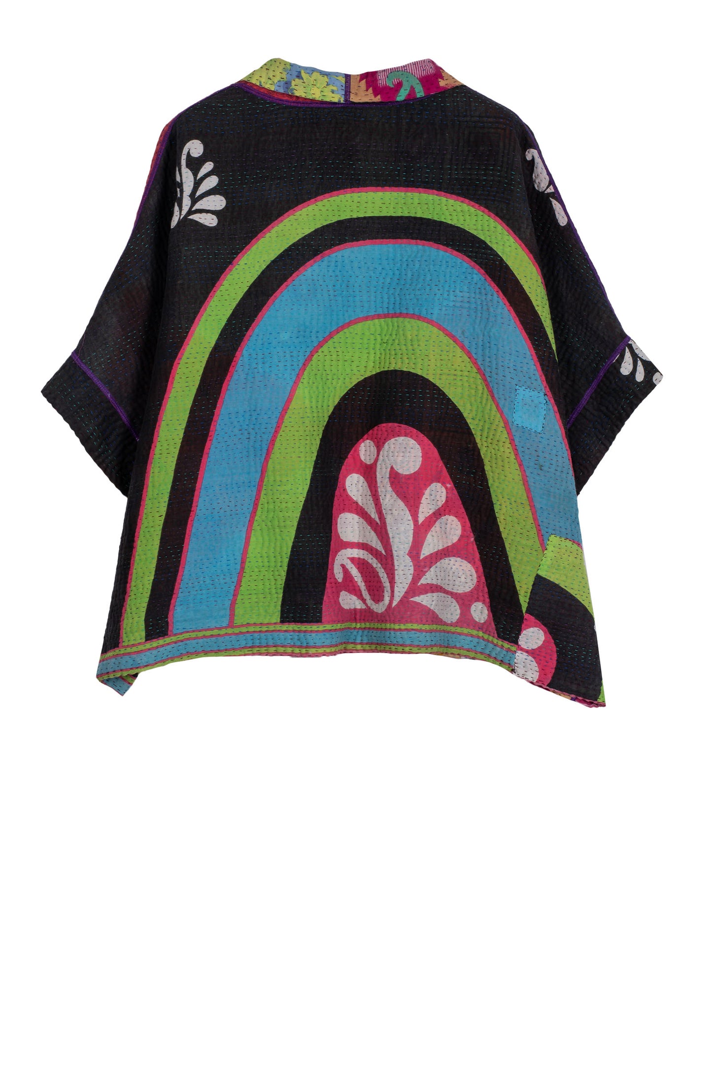 VINTAGE COTTON KANTHA MINI PONCHO