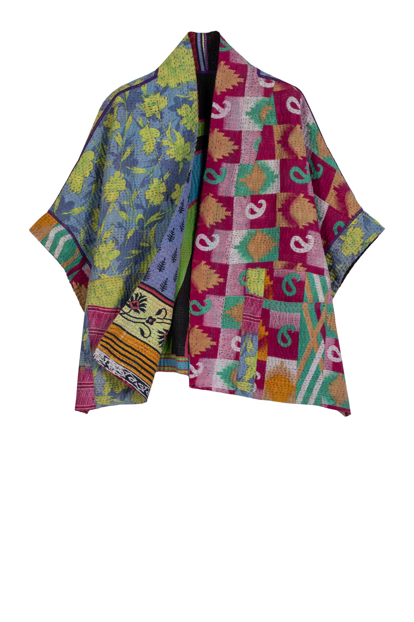 VINTAGE COTTON KANTHA MINI PONCHO