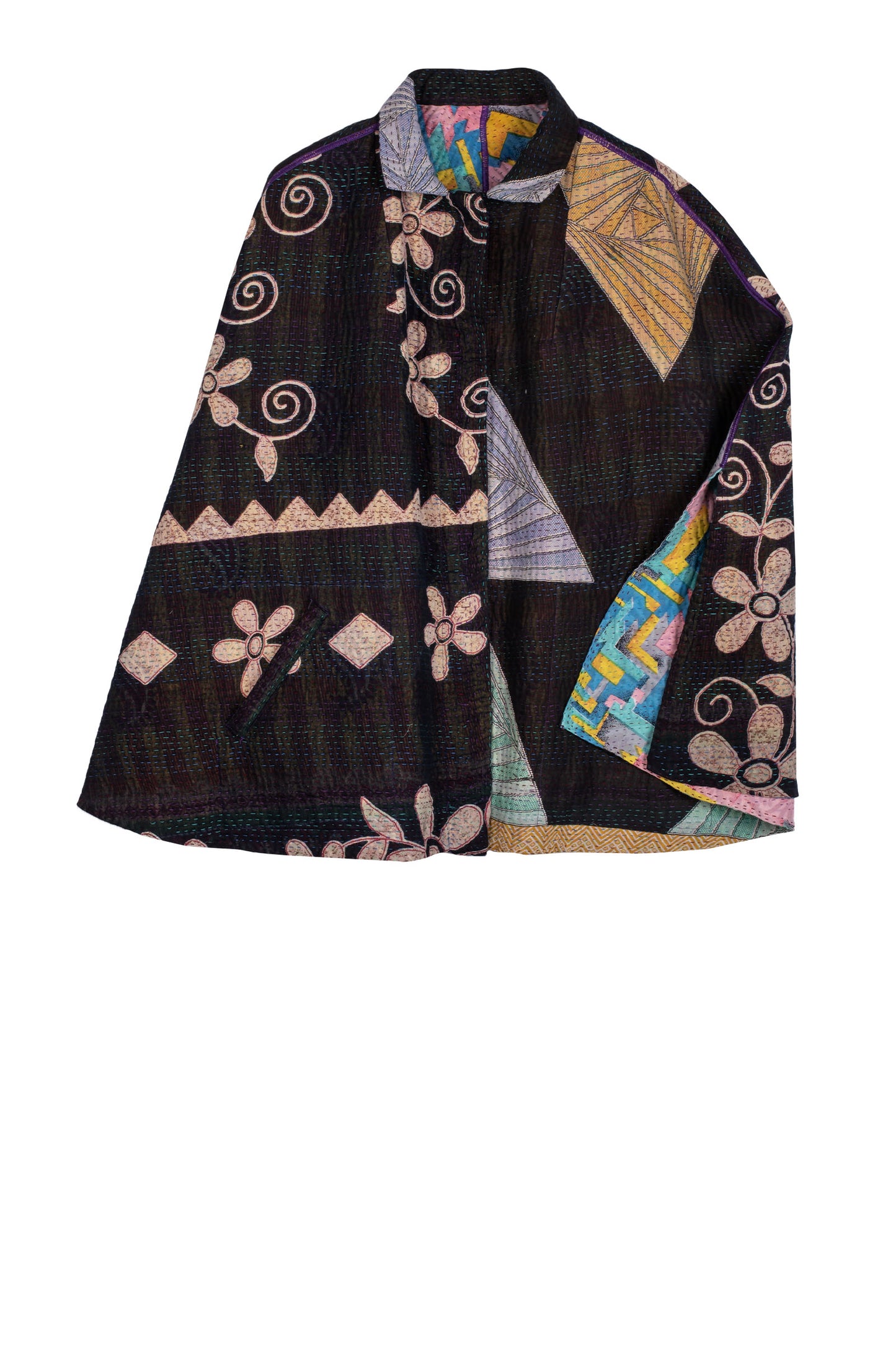 VINTAGE COTTON KANTHA MANTLE