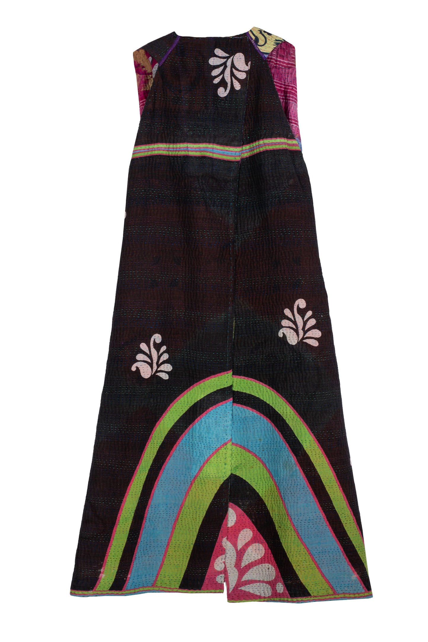VINTAGE COTTON KANTHA BACK PLEATED VEST MAXI
