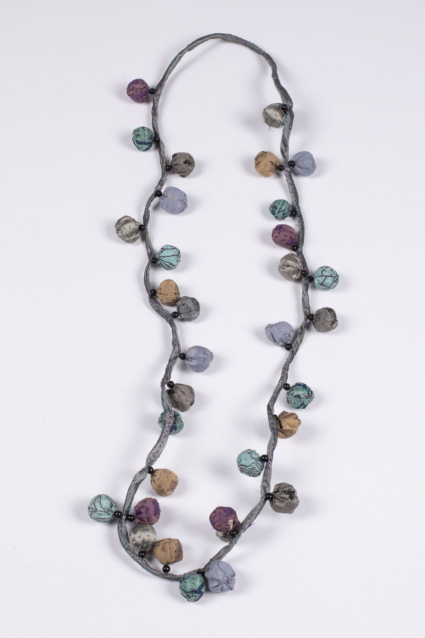 VINTAGE SILK KANTHA TWIGG LONG NECKLACE