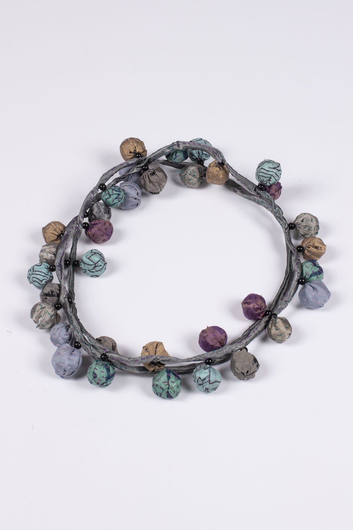 VINTAGE SILK KANTHA TWIGG LONG NECKLACE