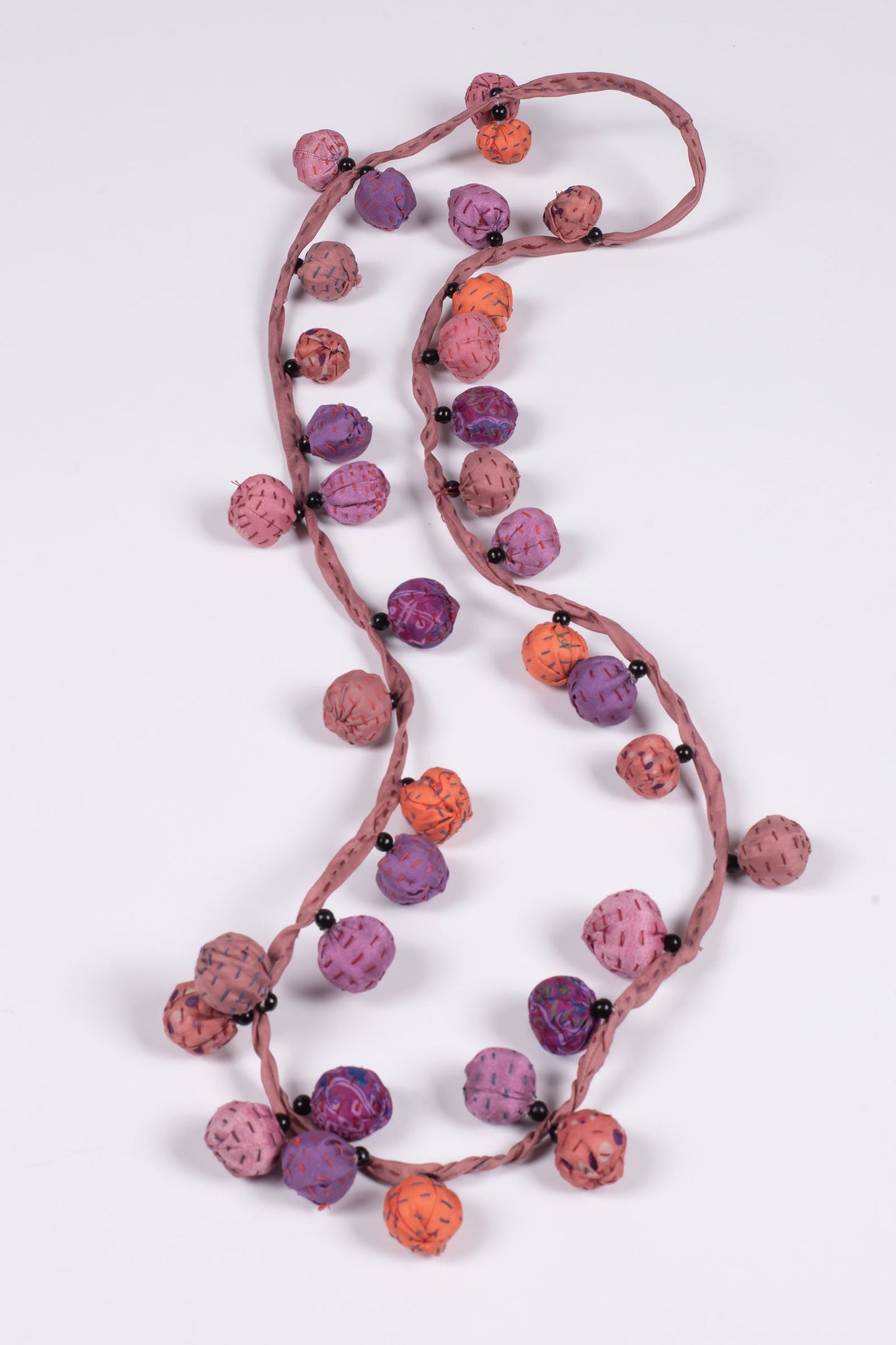 VINTAGE SILK KANTHA TWIGG LONG NECKLACE