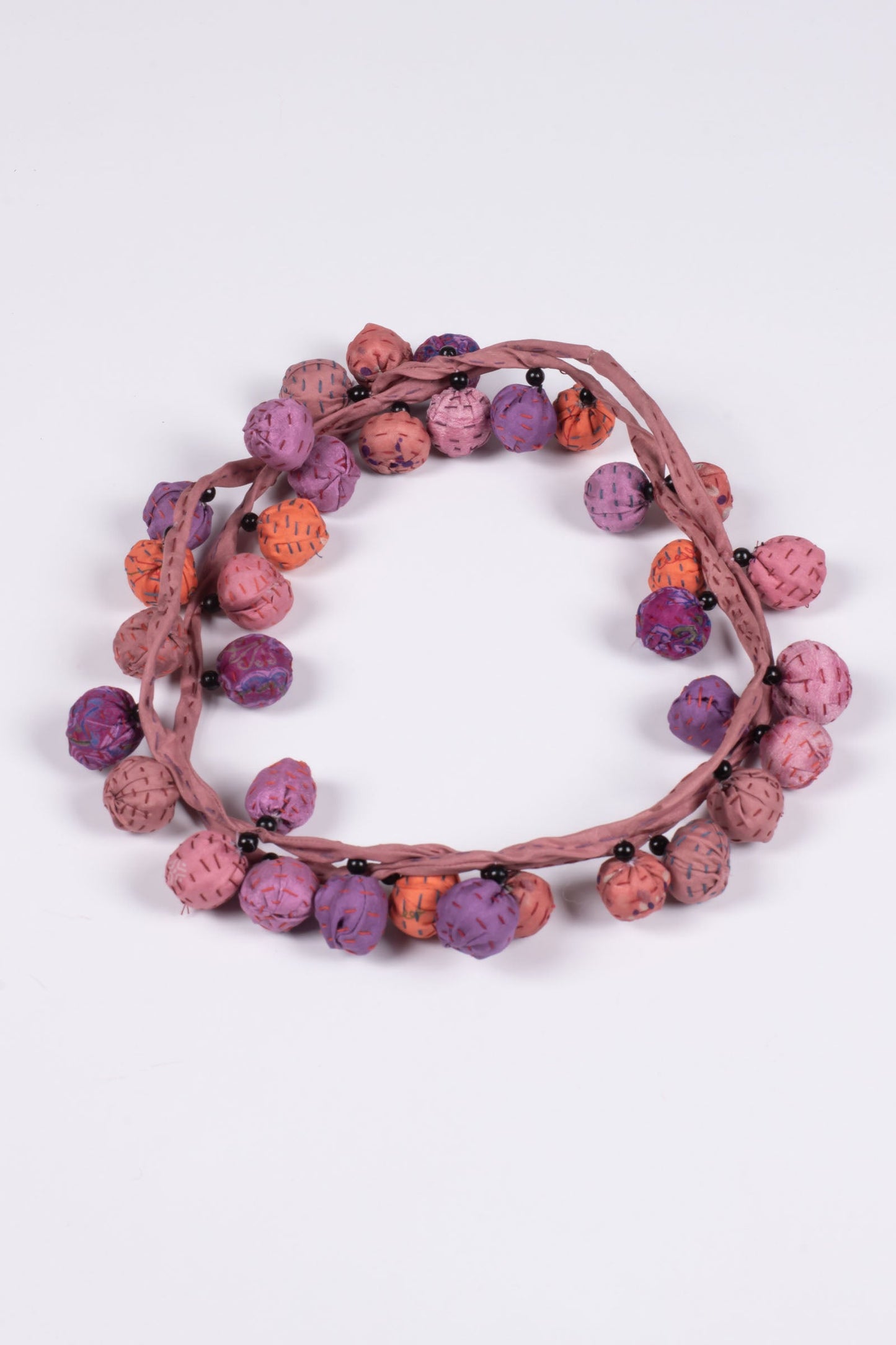 VINTAGE SILK KANTHA TWIGG LONG NECKLACE