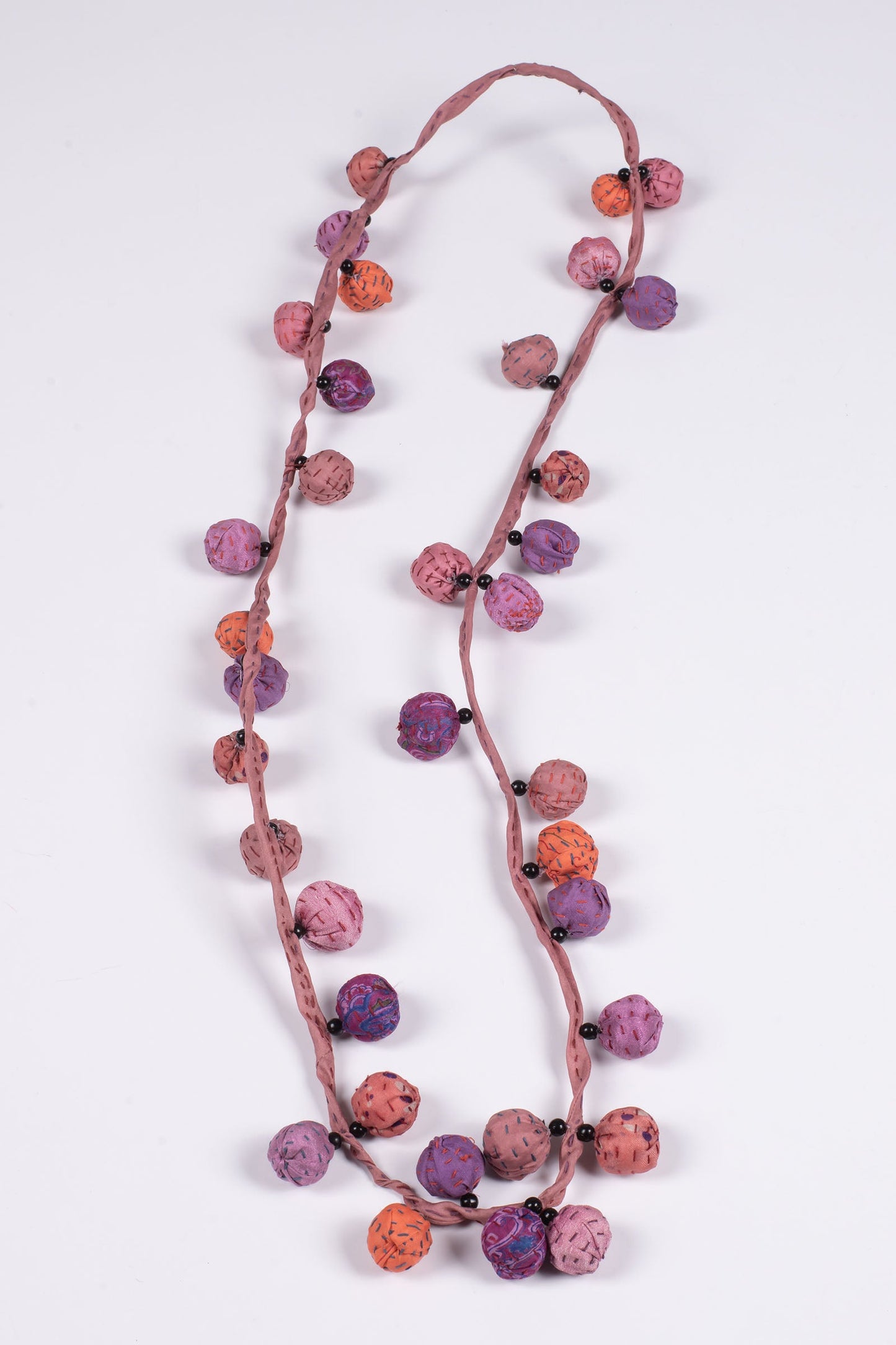 VINTAGE SILK KANTHA TWIGG LONG NECKLACE