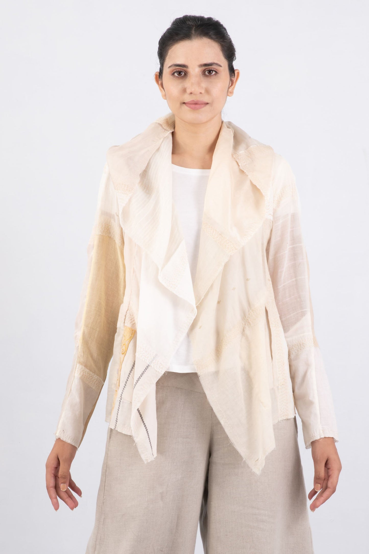 MOSAIC TILE PATCH KANTHA HOODED JACKET