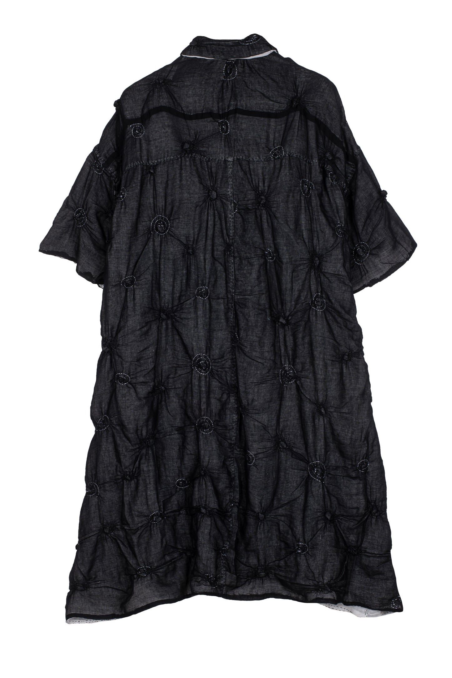 FRAYED PATCH KANTHA HALF SLV. SHIRT DRESS
