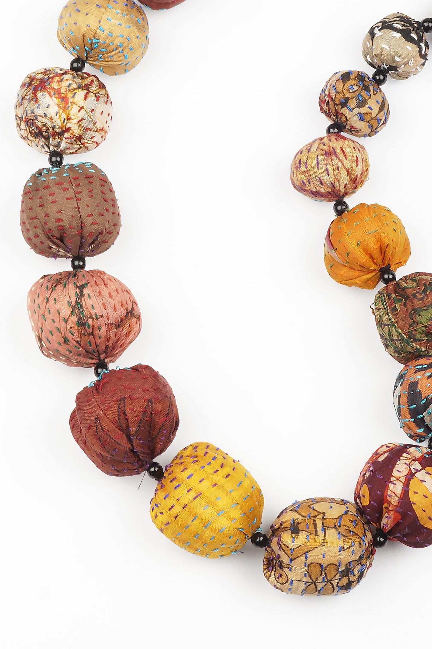 VINTAGE SILK KANTHA NUTS MEDIUM NECKLACE