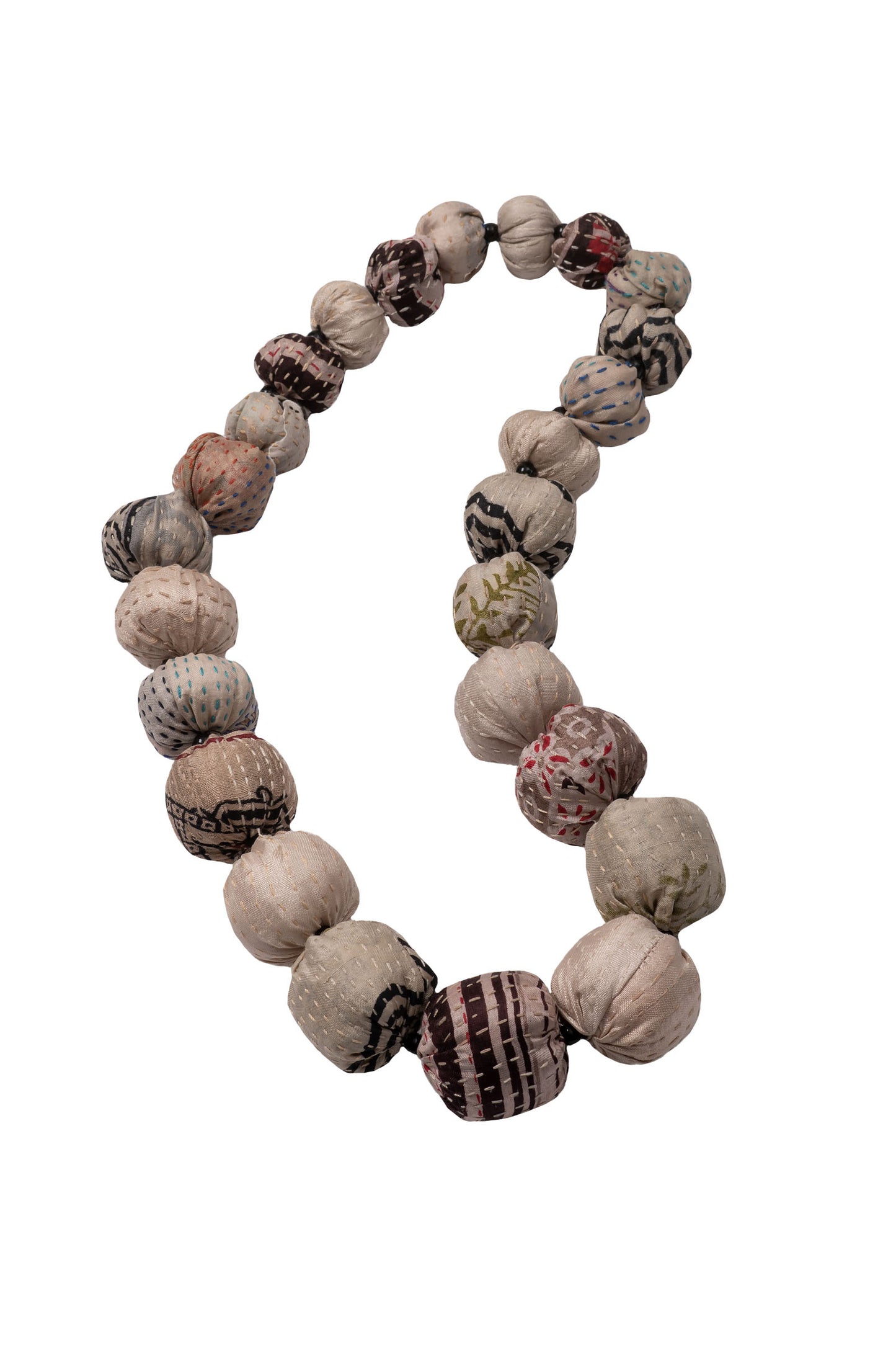 VINTAGE SILK KANTHA NUTS MEDIUM NECKLACE