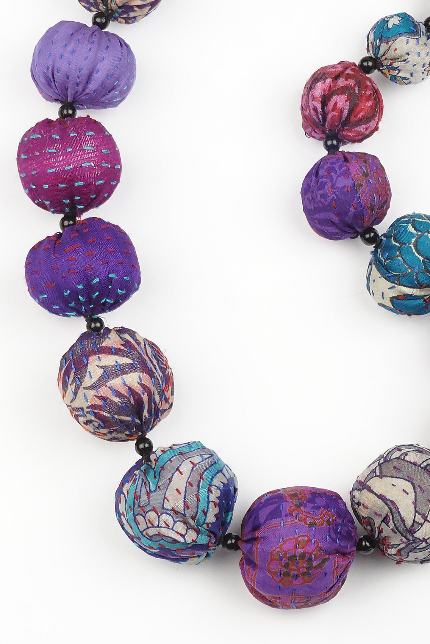 VINTAGE SILK KANTHA NUTS MEDIUM NECKLACE