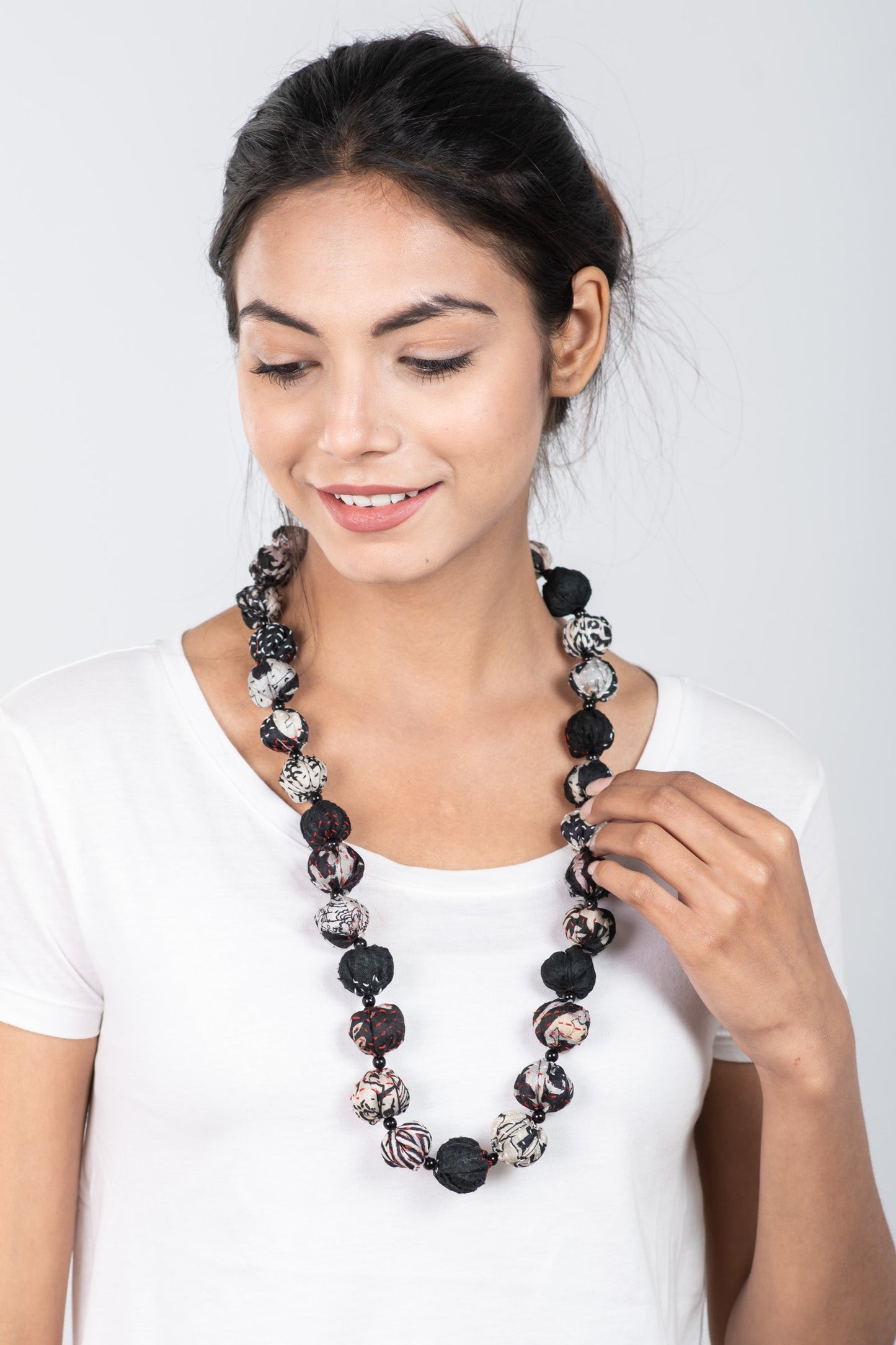 VINTAGE SILK KANTHA SMALL NUTS MEDIUM NECKLACE