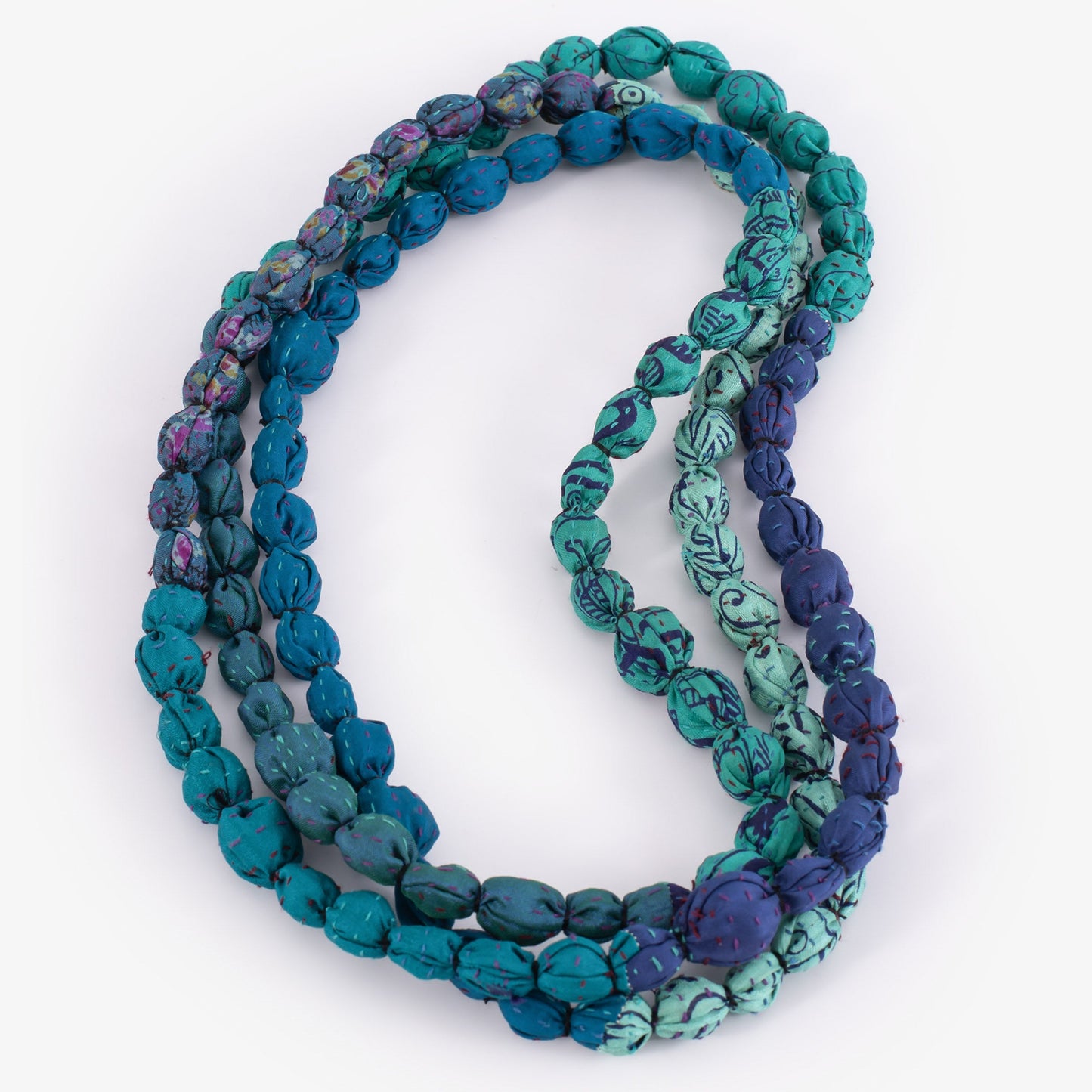 VINTAGE SILK KANTHA TIE-BEADS