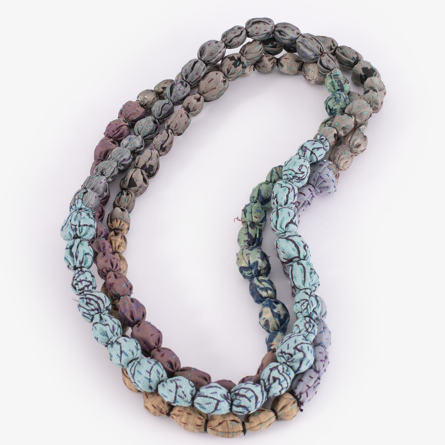 VINTAGE SILK KANTHA TIE-BEADS