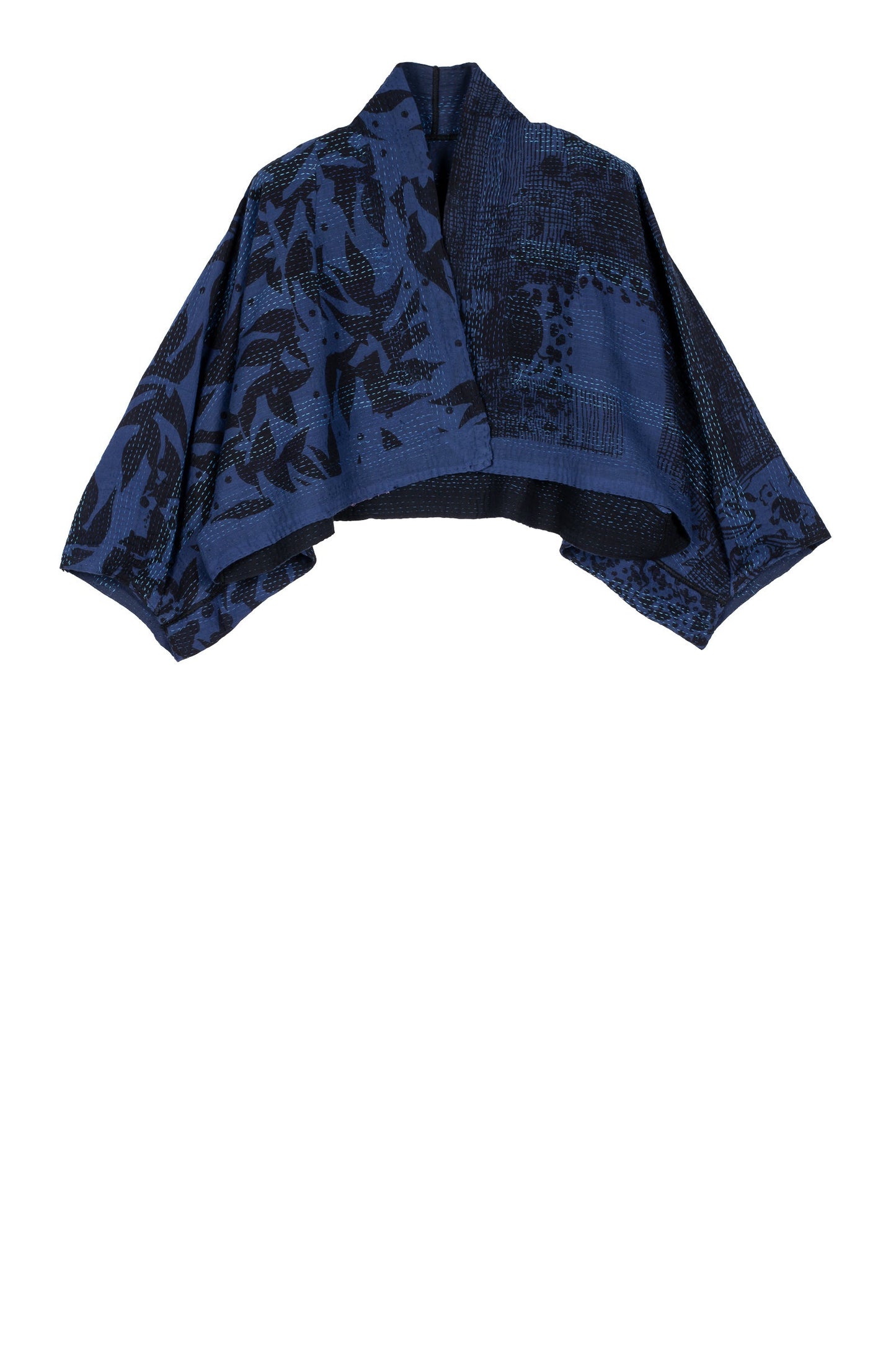 MONOTONE TWILIGHT PRINT KANTHA PUFF SLV. SHRUG