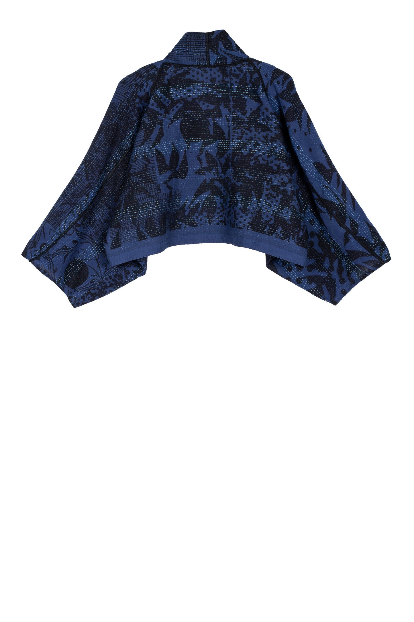 MONOTONE TWILIGHT PRINT KANTHA PUFF SLV. SHRUG