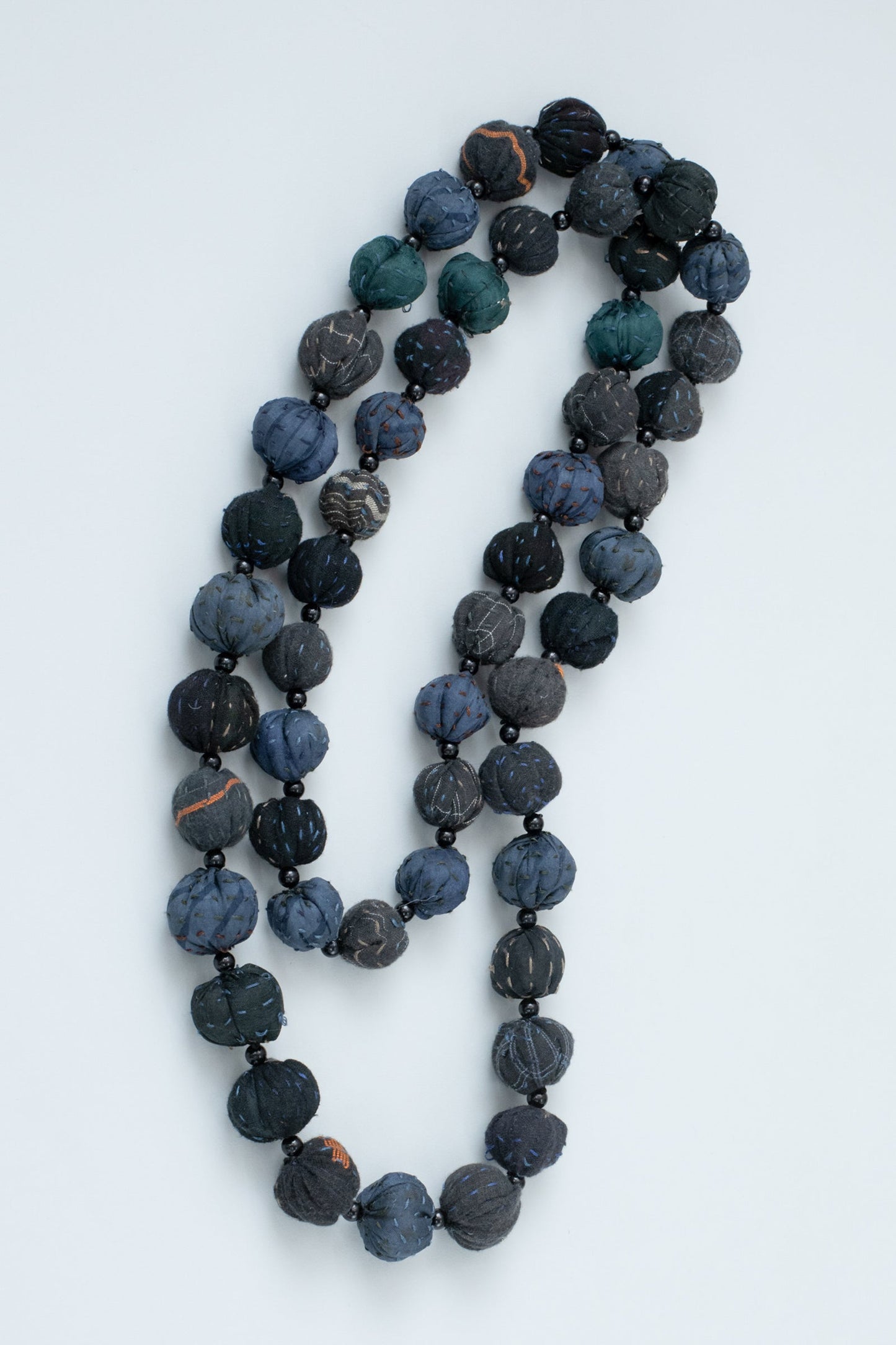 COTTON SILK SW PATCH KANTHA SMALL NUTS LONG NECKLACE