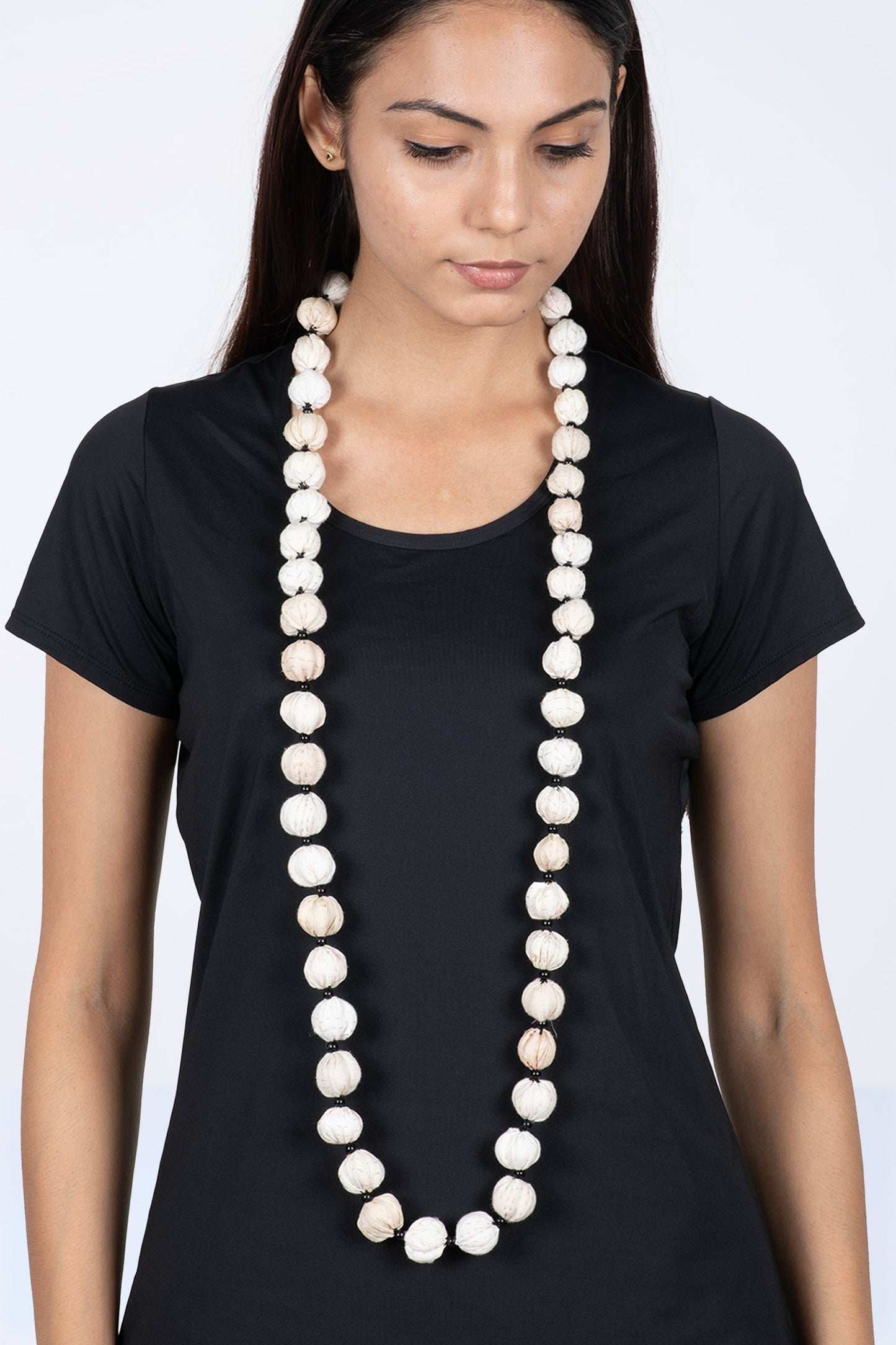 COTTON SILK SW PATCH KANTHA SMALL NUTS LONG NECKLACE