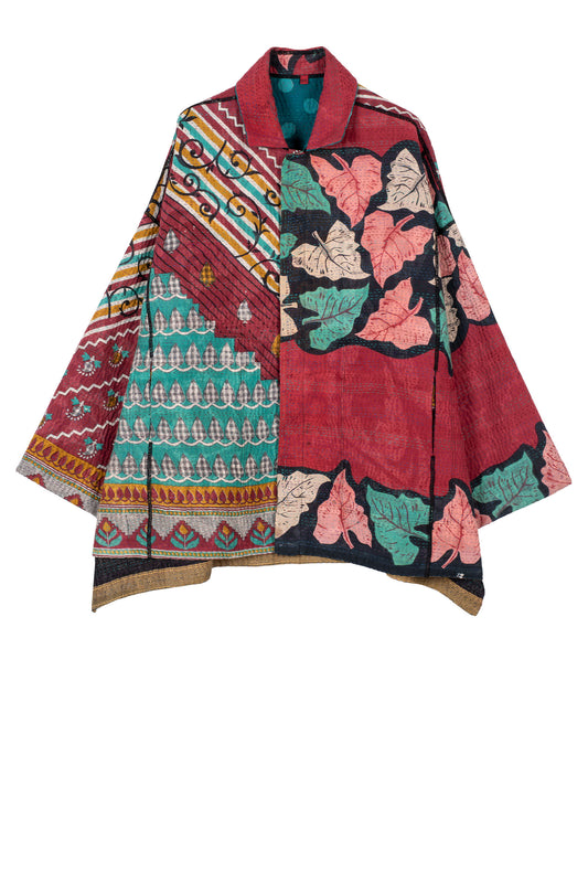 VINTAGE COTTON KANTHA FLARE LONG JACKET